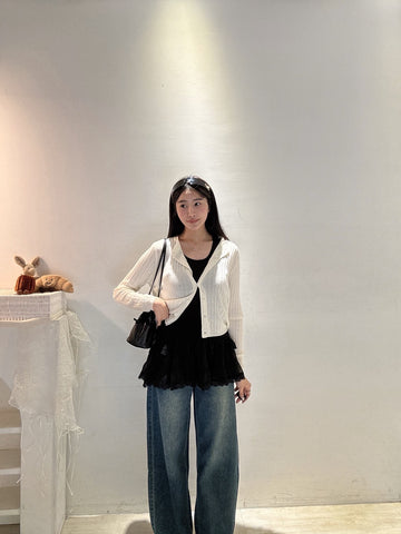 坑條排扣小罩衫