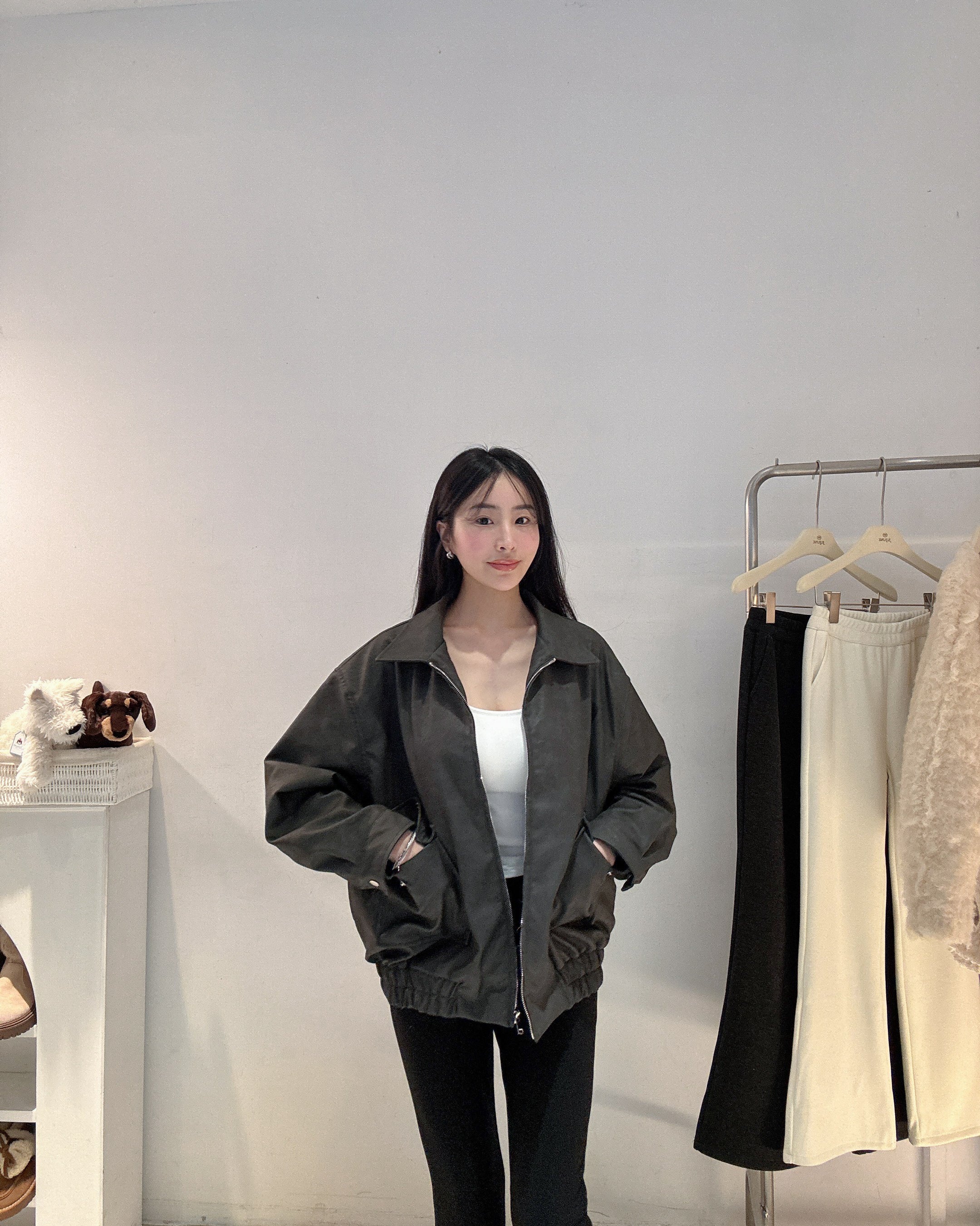 仿舊鋪棉皮革外套