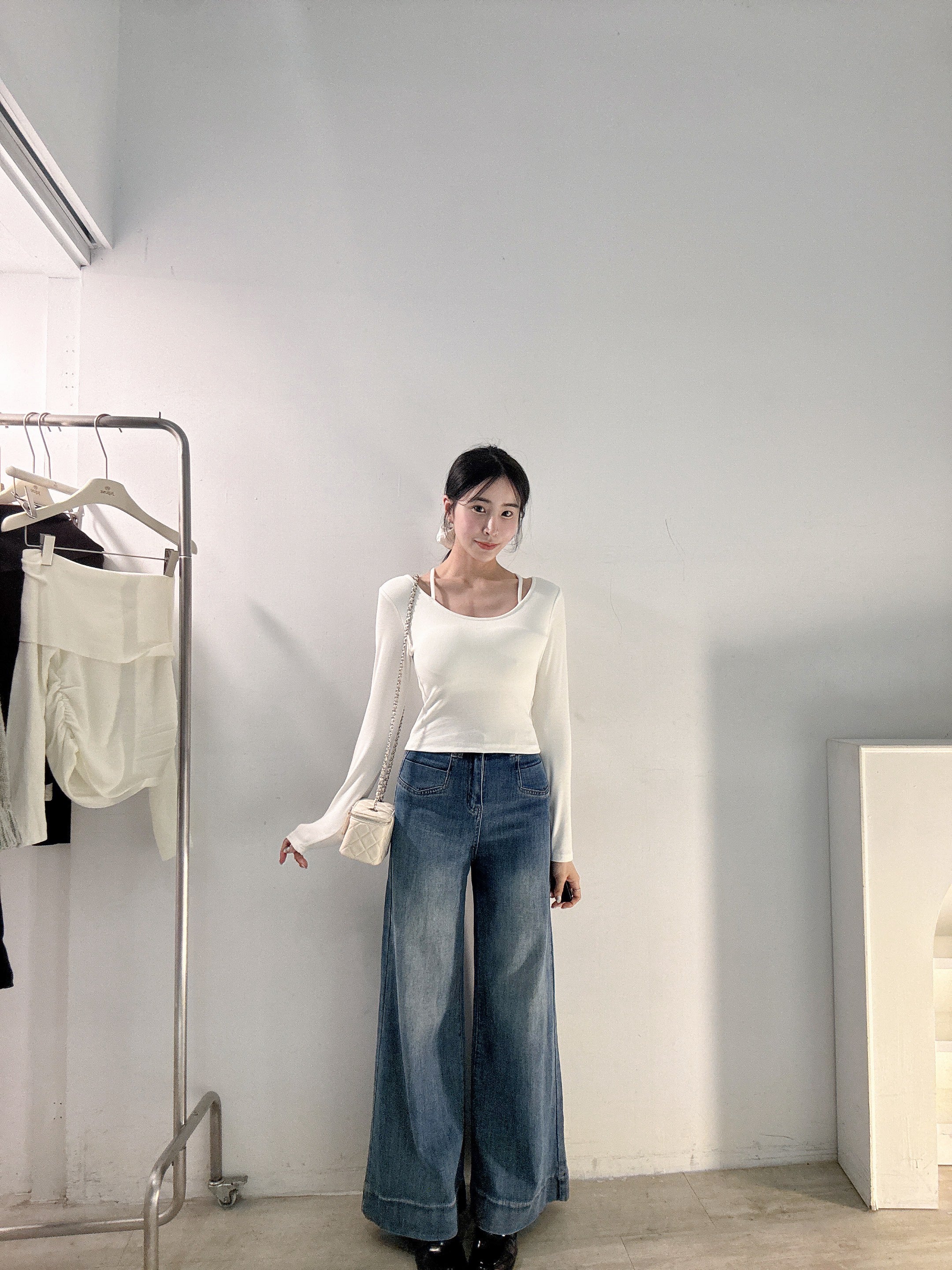 假兩件胸墊彈力上衣