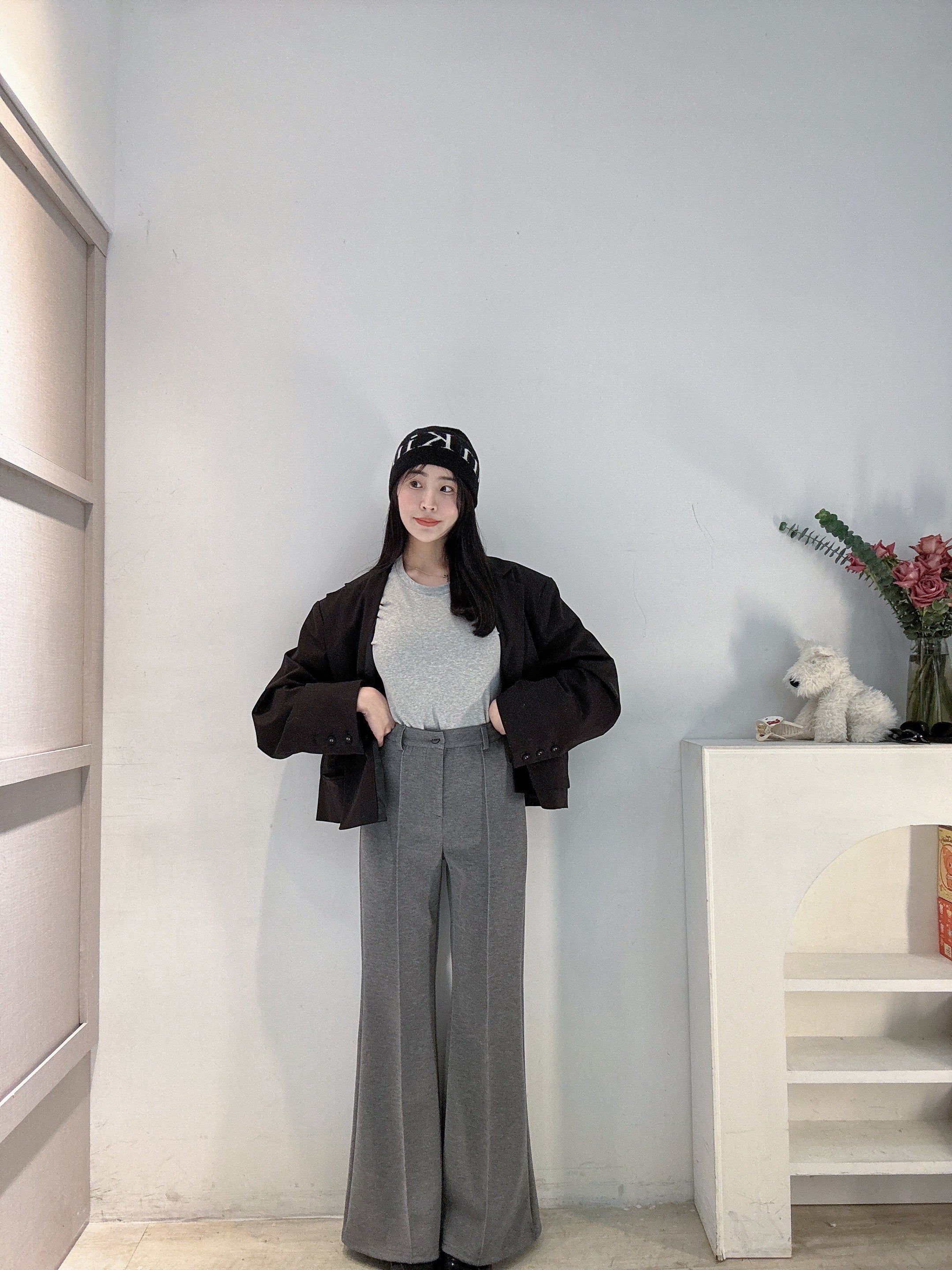 空氣棉修身喇叭褲