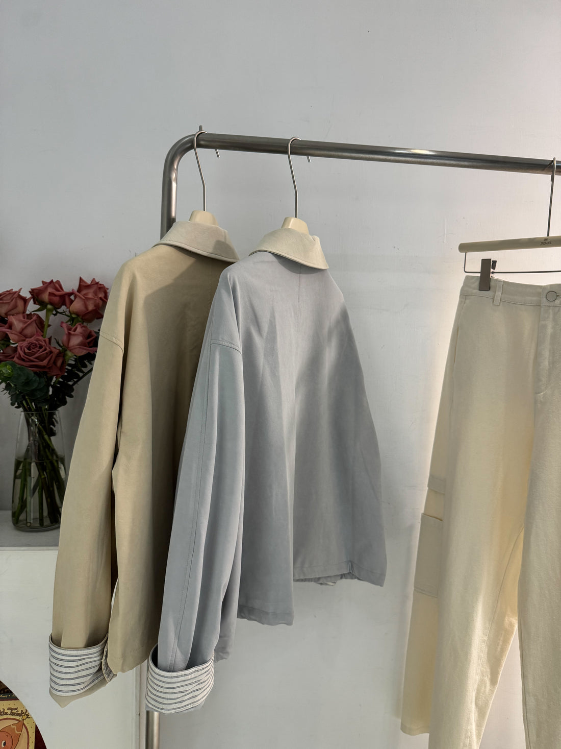 拼接領柔軟皮質外套