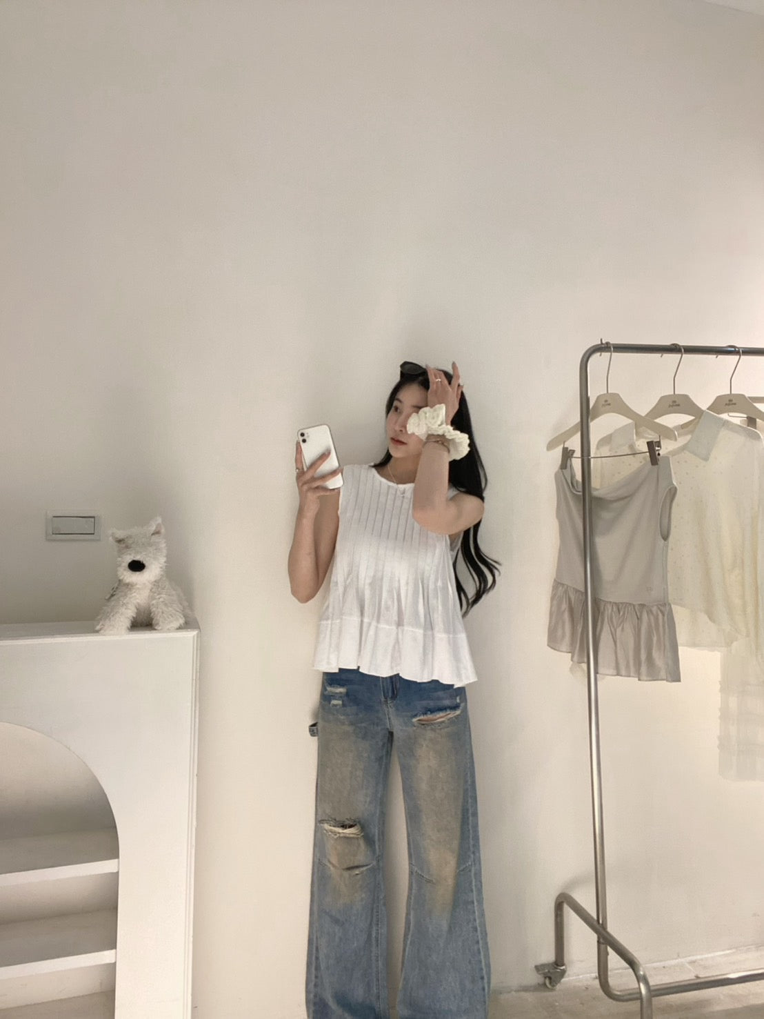 立體下擺棉麻背心