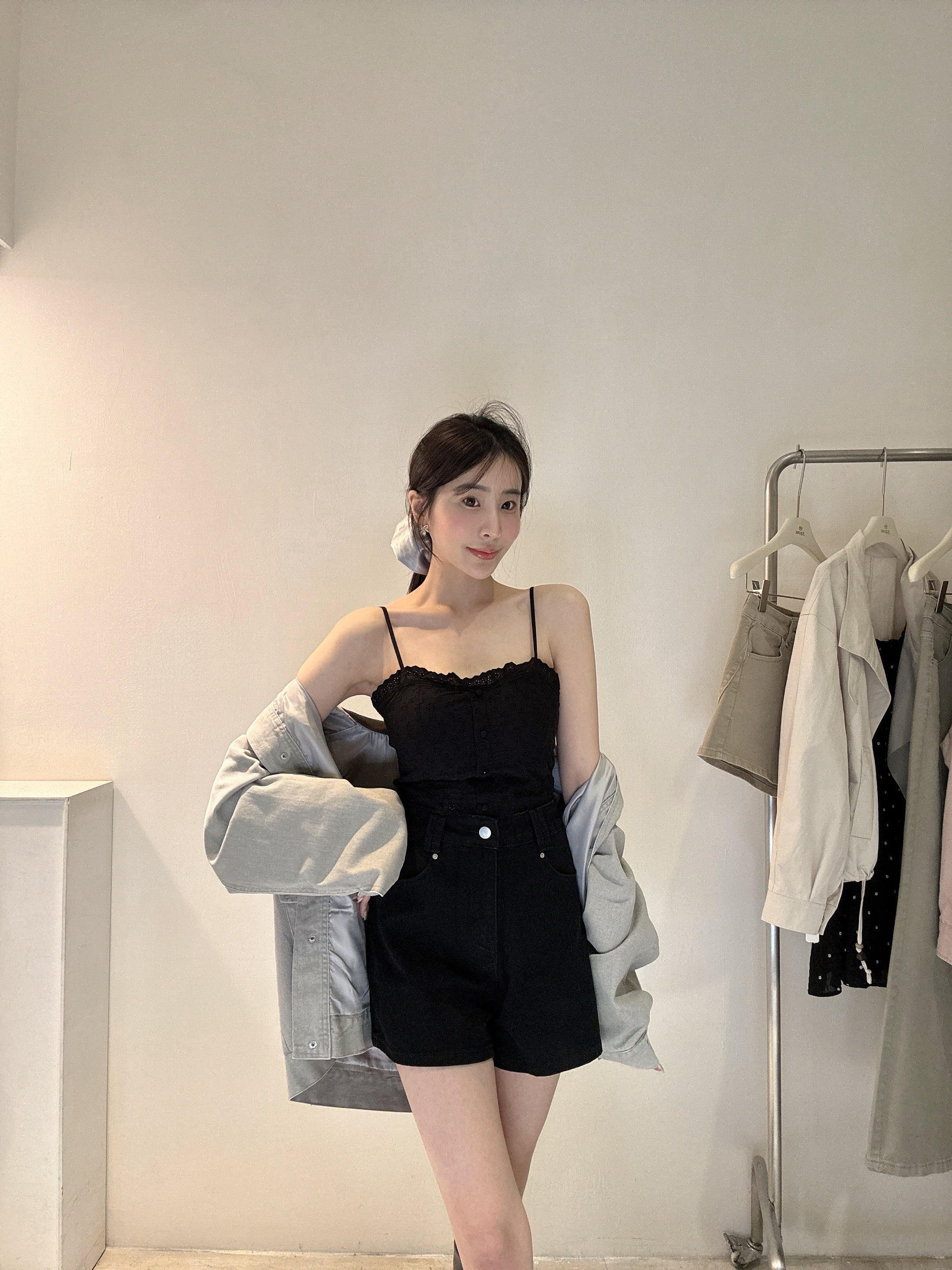 高腰彈力牛仔短褲