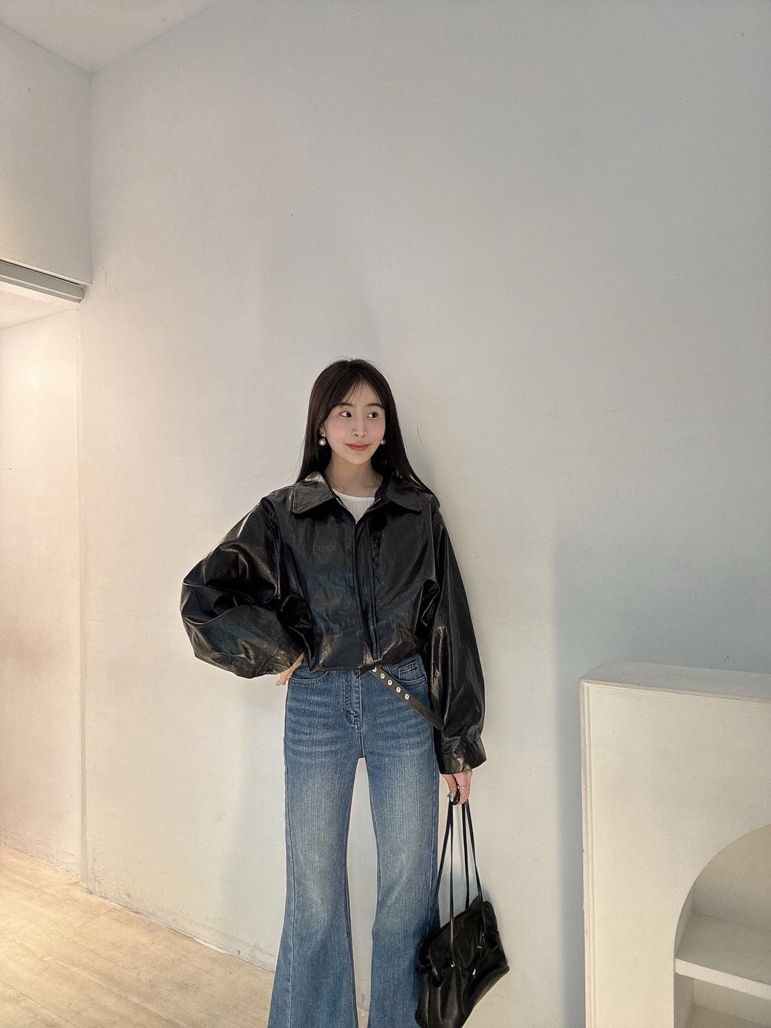 早春亮皮質夾克