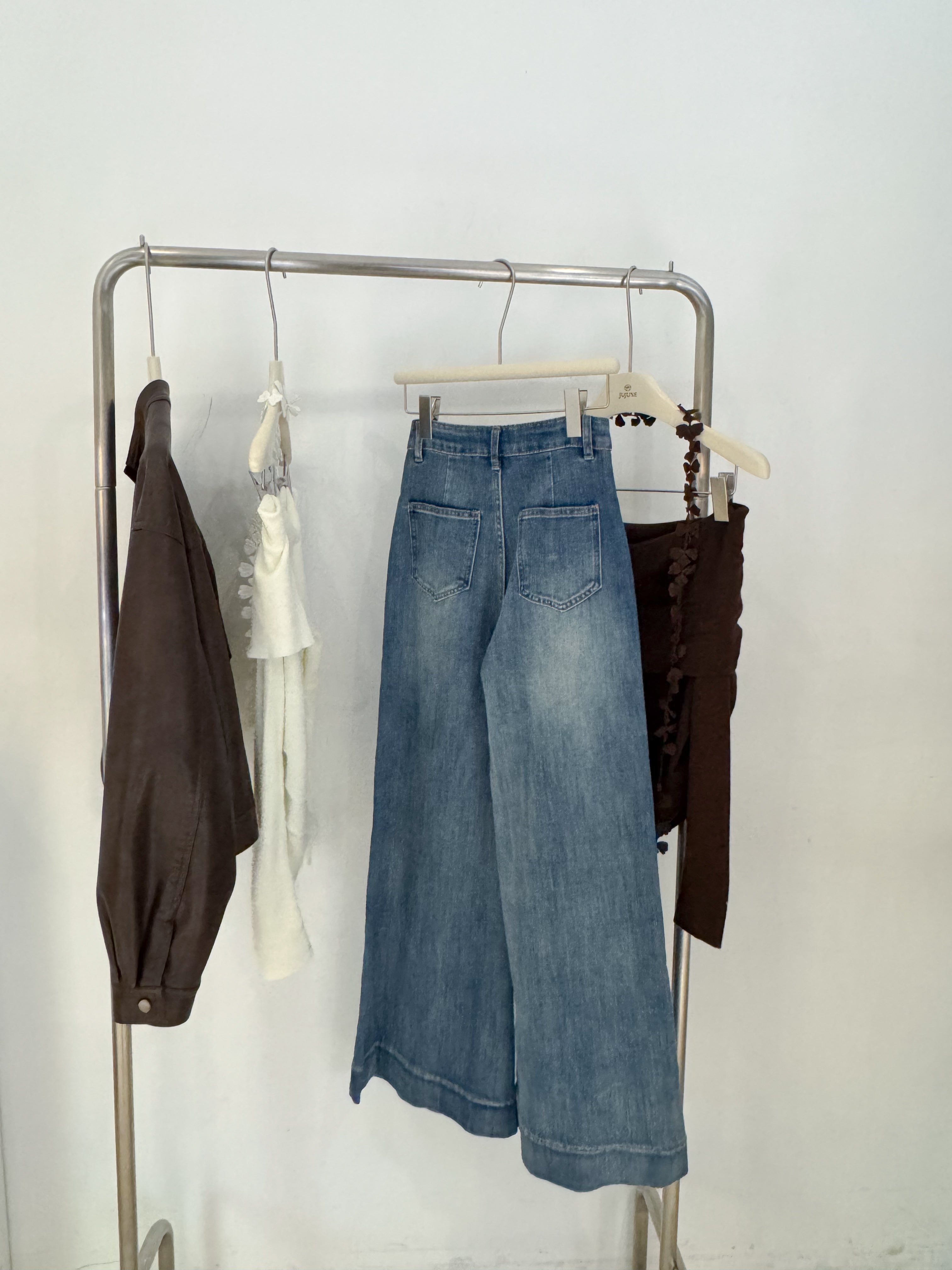 彈力落地喇叭褲