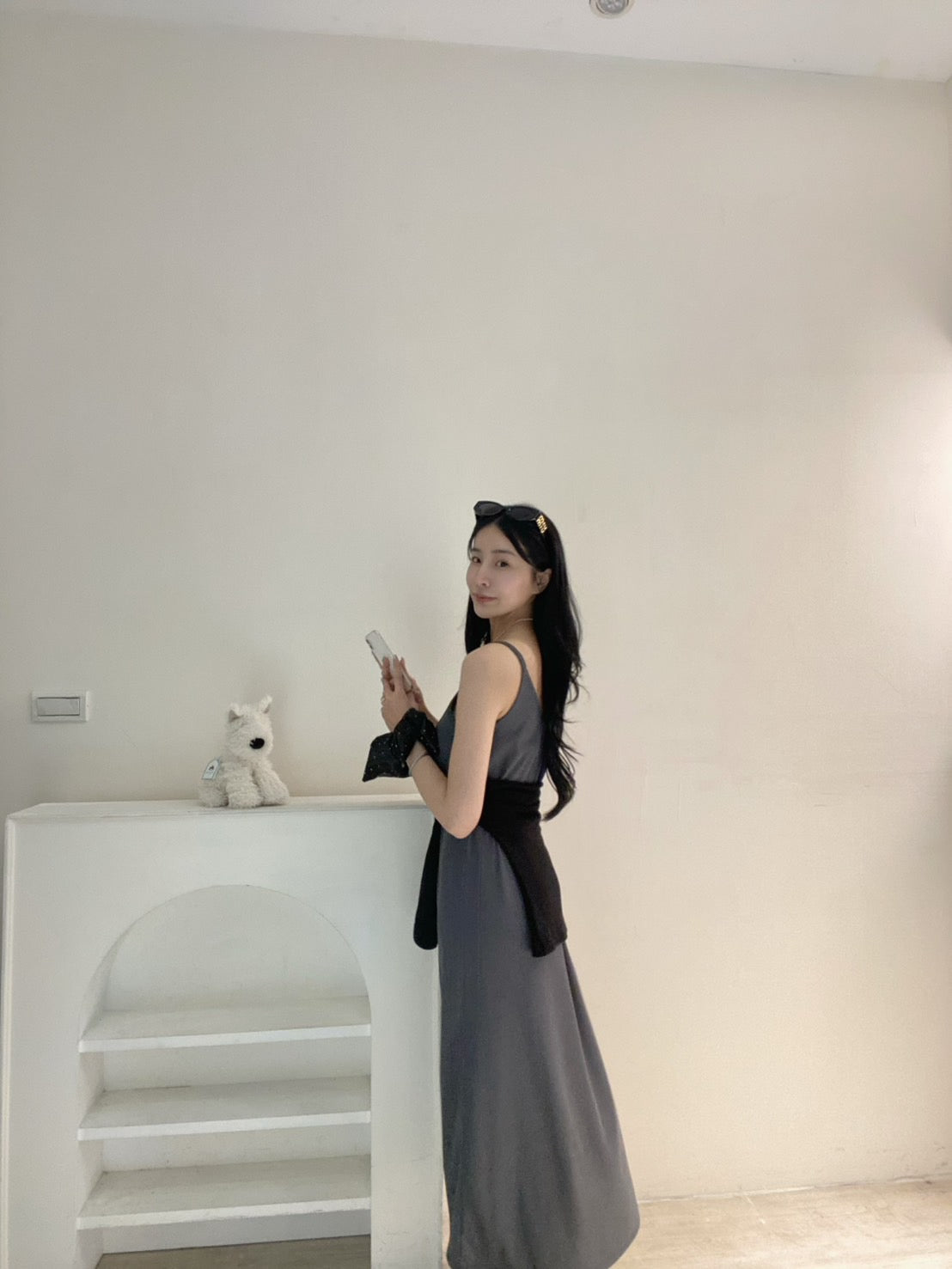 滾邊冰絲長洋裝