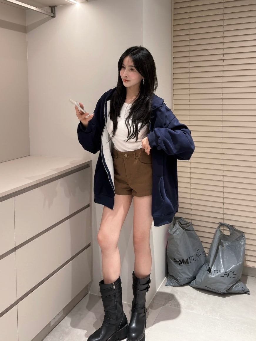 泡泡袖長版連帽外套