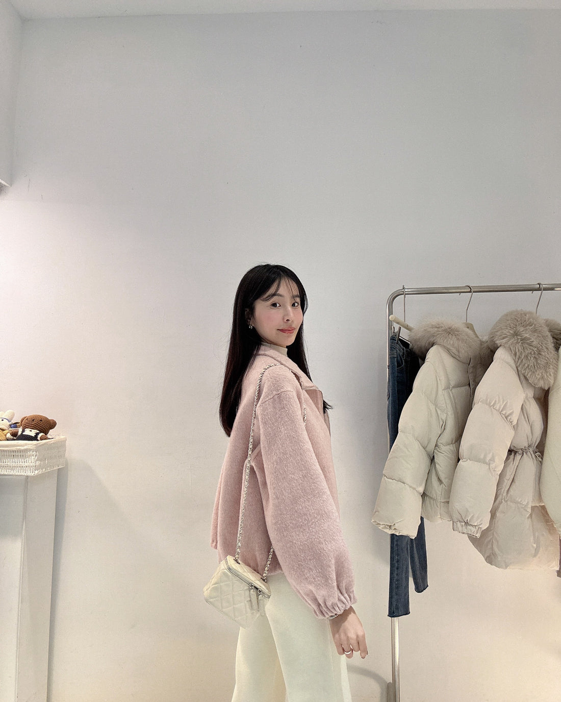 預購*草莓牛奶立領羊毛外套