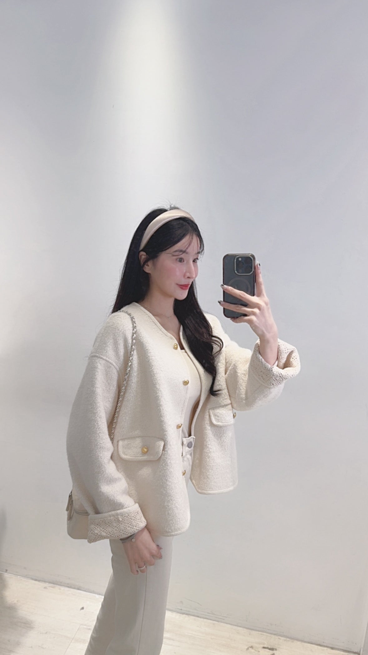 手袖雕花羊毛外套