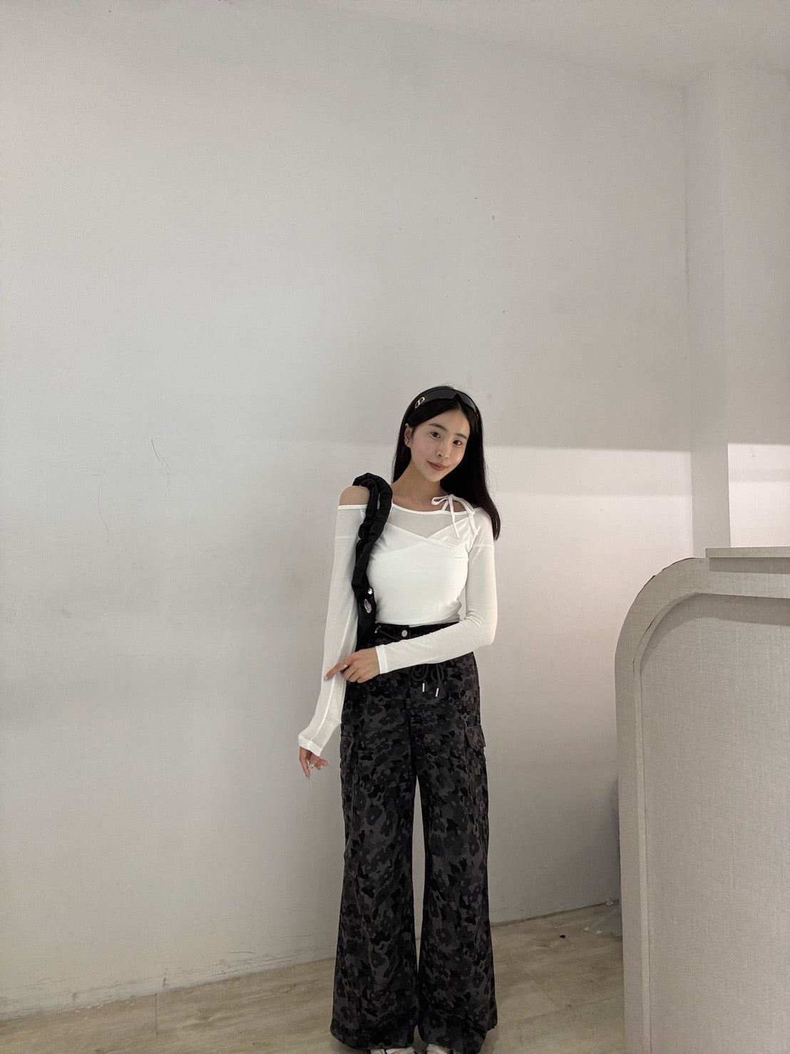 小花迷彩工裝縮口褲