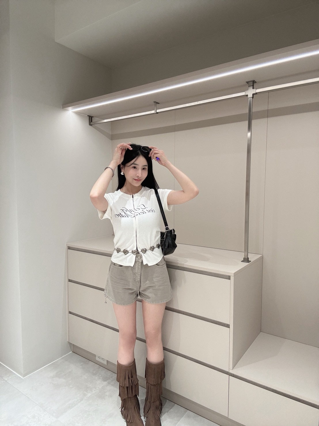 彈力拉鍊短袖上衣