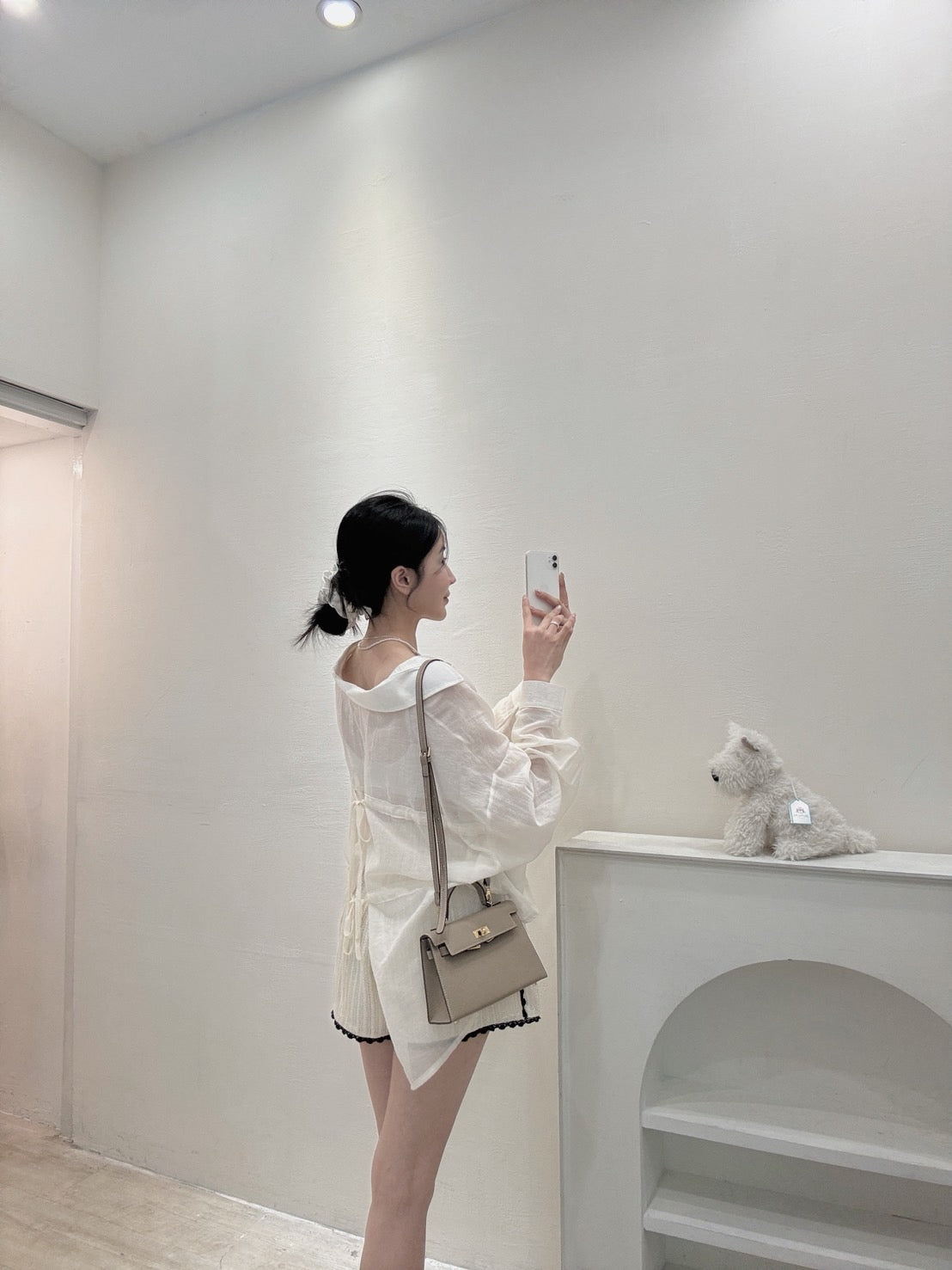 後綁帶棉麻襯衫
