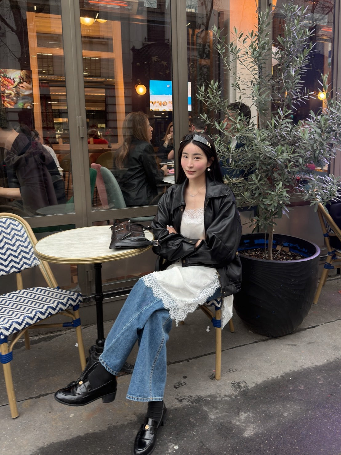 高腰落地直筒喇叭褲