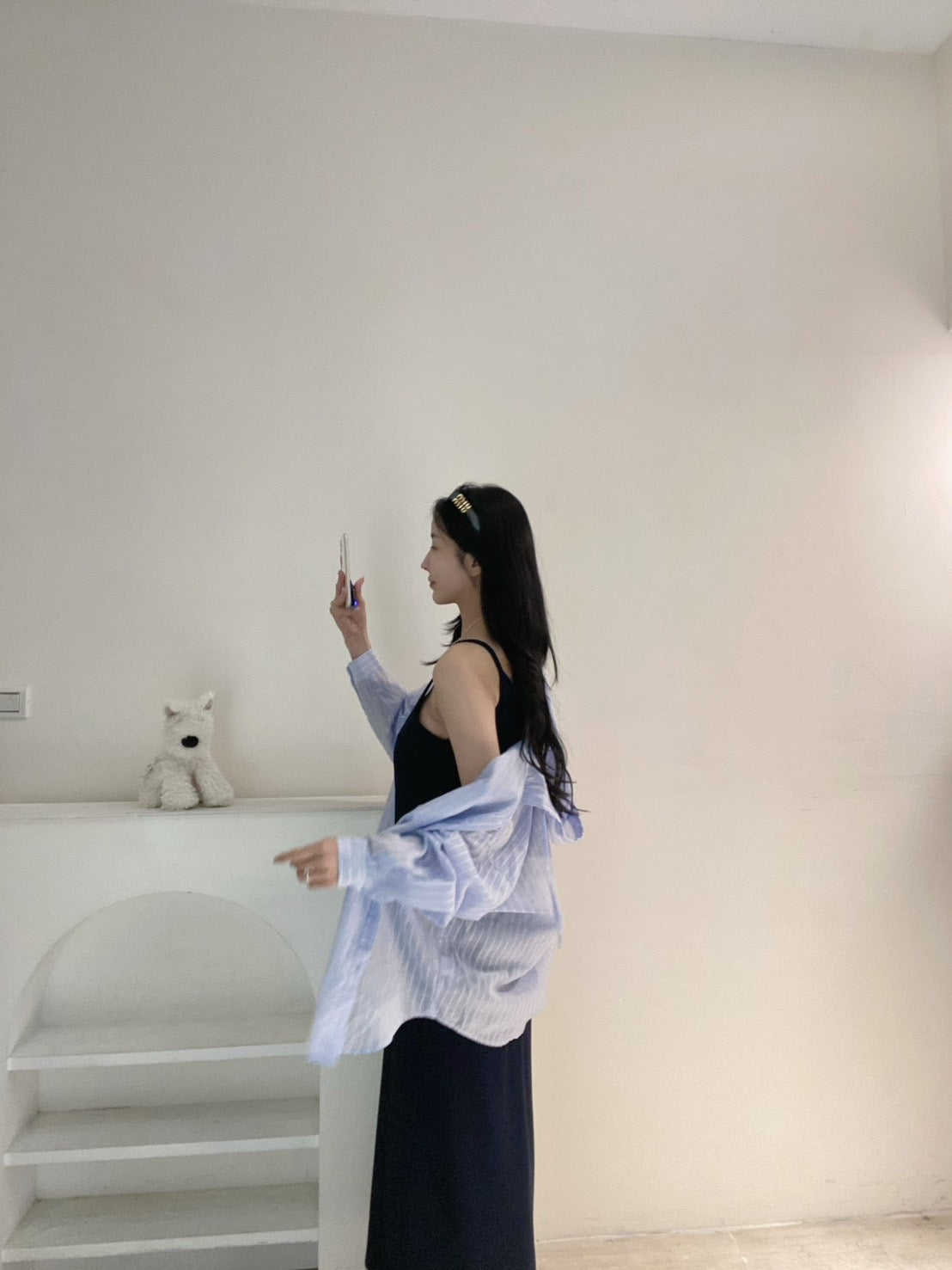 滾邊冰絲長洋裝