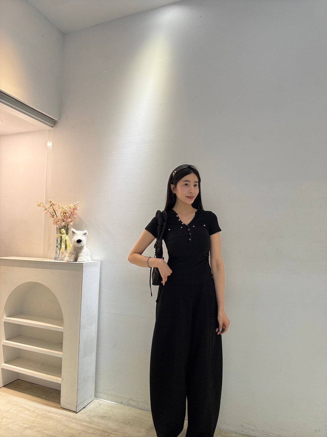 小口袋合身彈力上衣