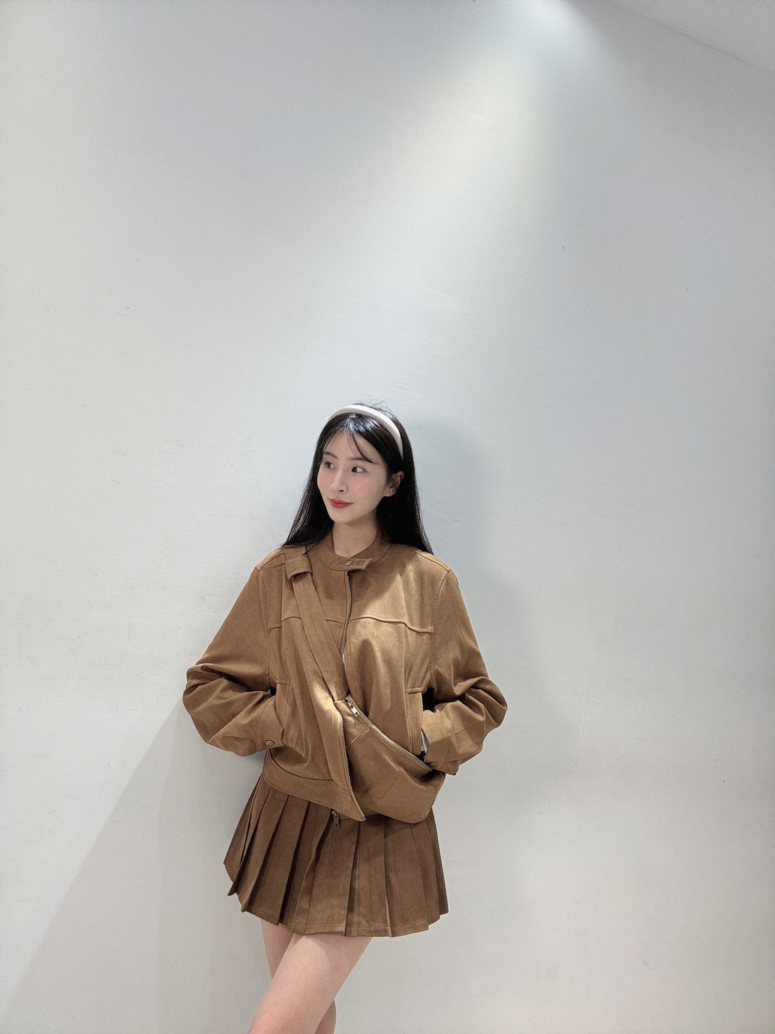 牛角包包麂皮夾克