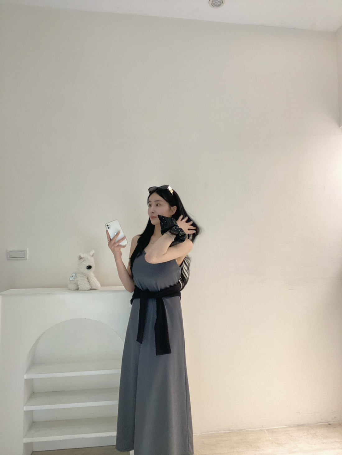 滾邊冰絲長洋裝