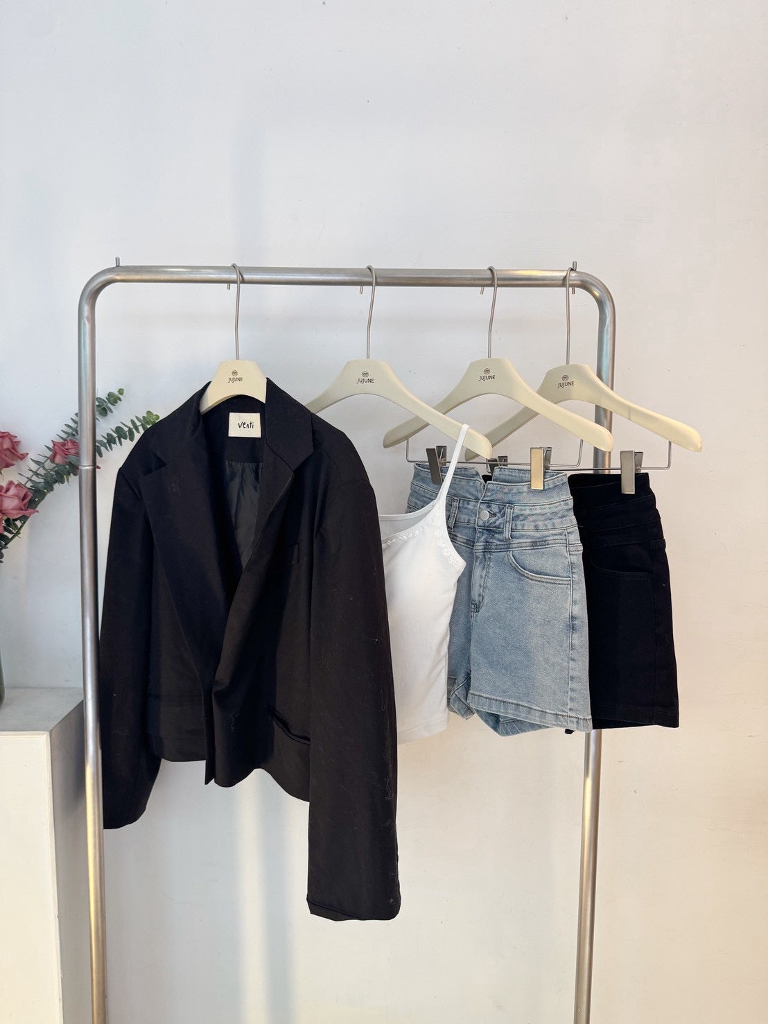 高腰彈力牛仔短褲