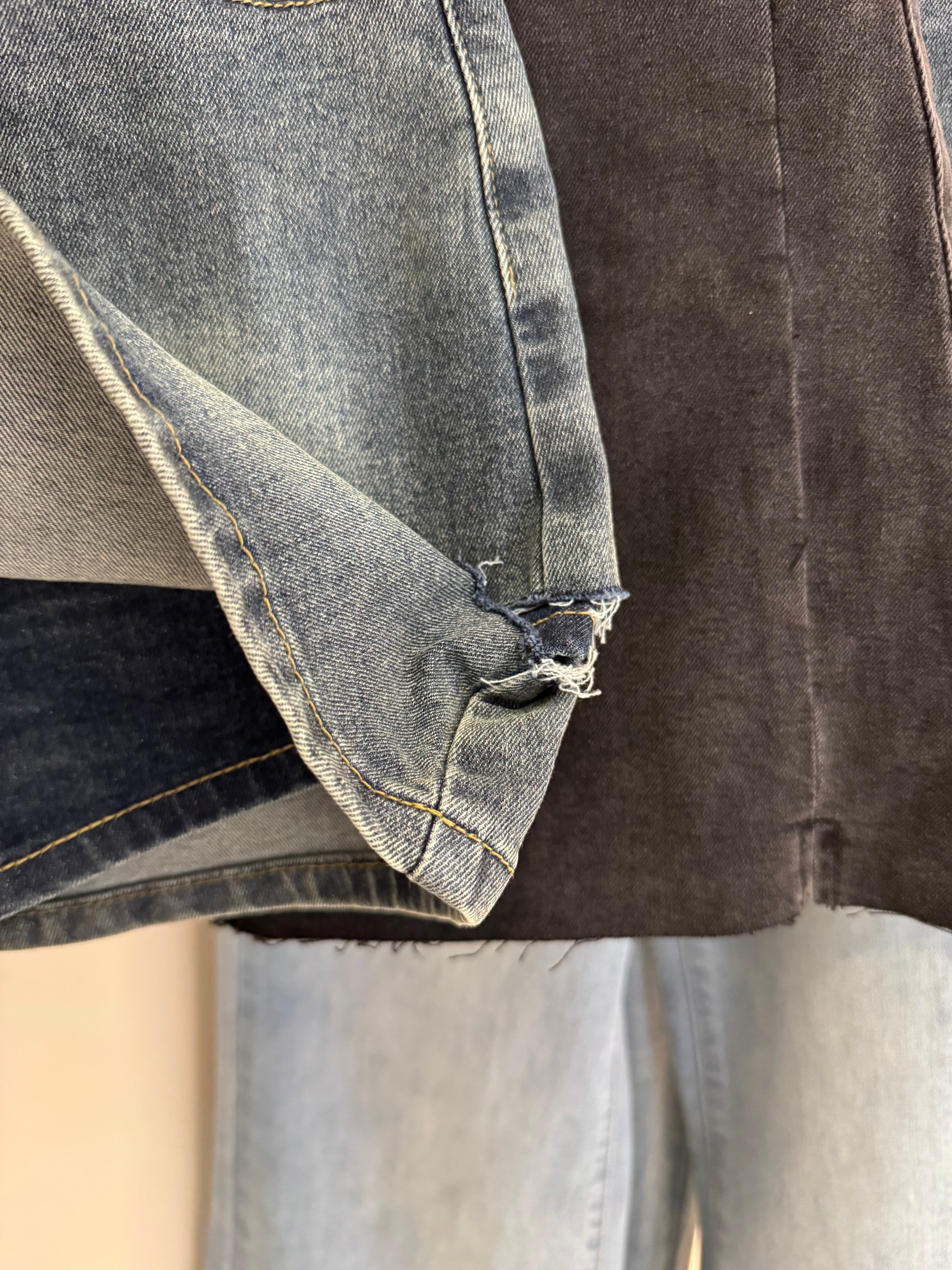 割破彈力牛仔褲裙