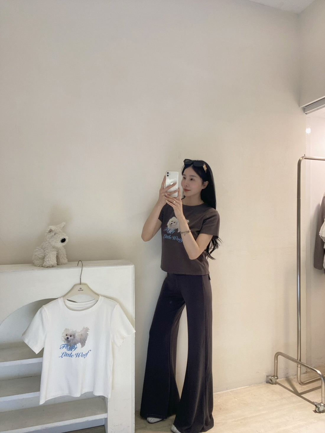 可愛小狗彈力tee
