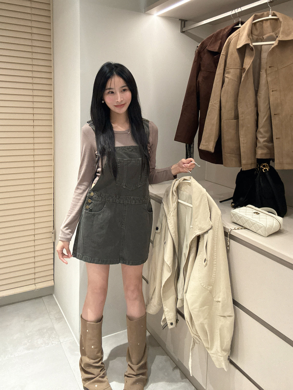 修身長腿吊帶裙