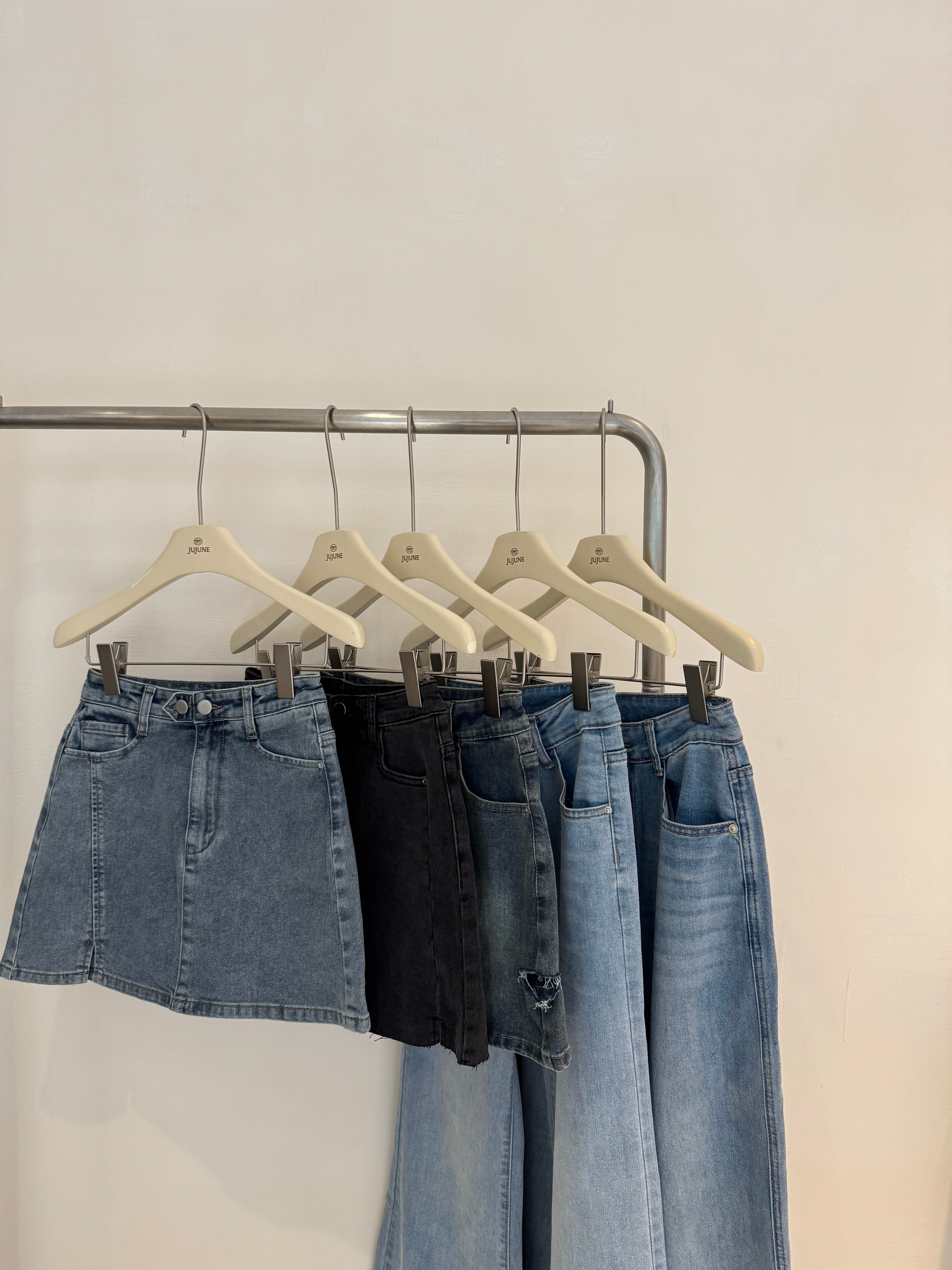 雙扣彈力牛仔褲裙