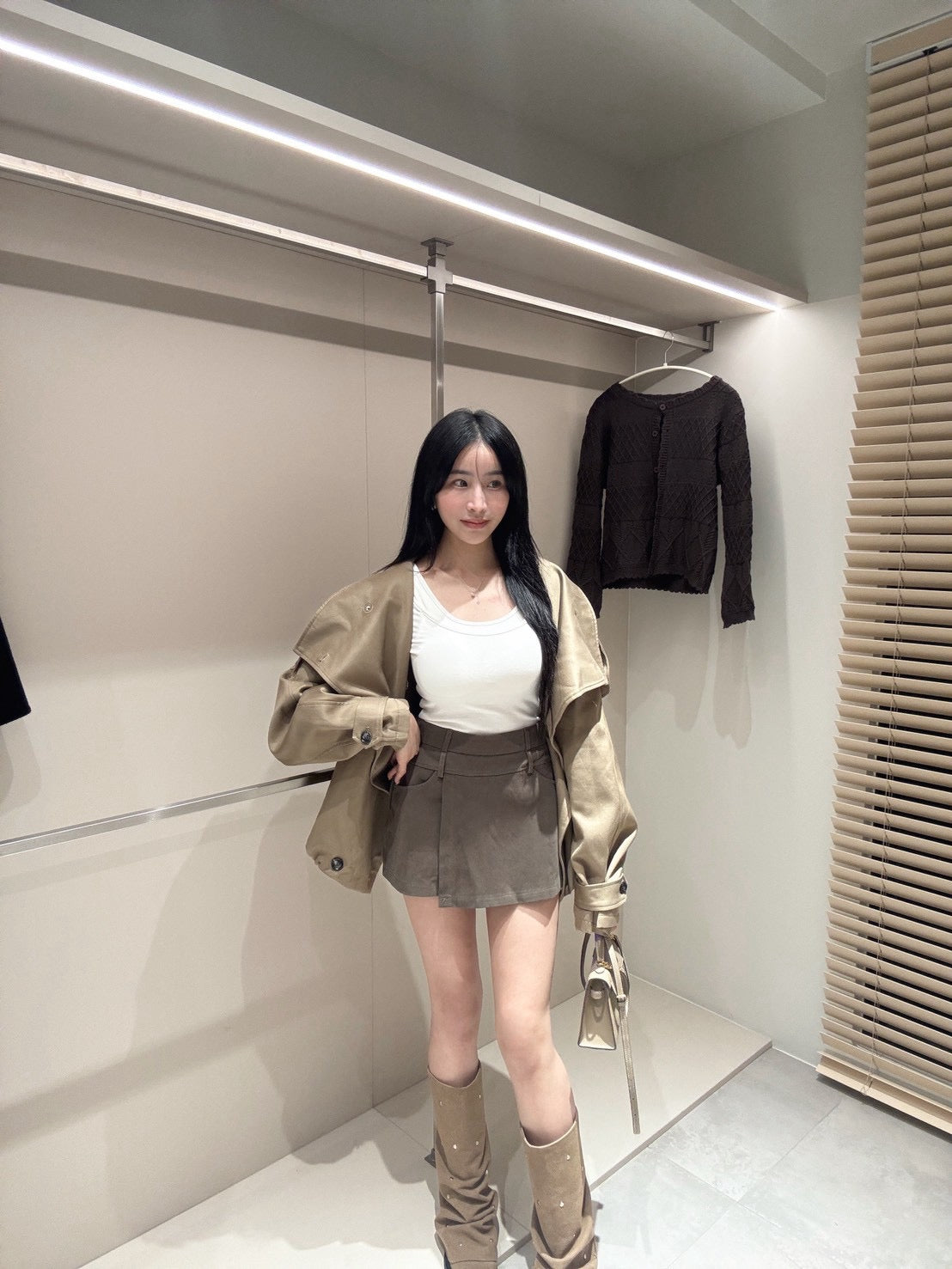 顯瘦高腰牛仔褲裙