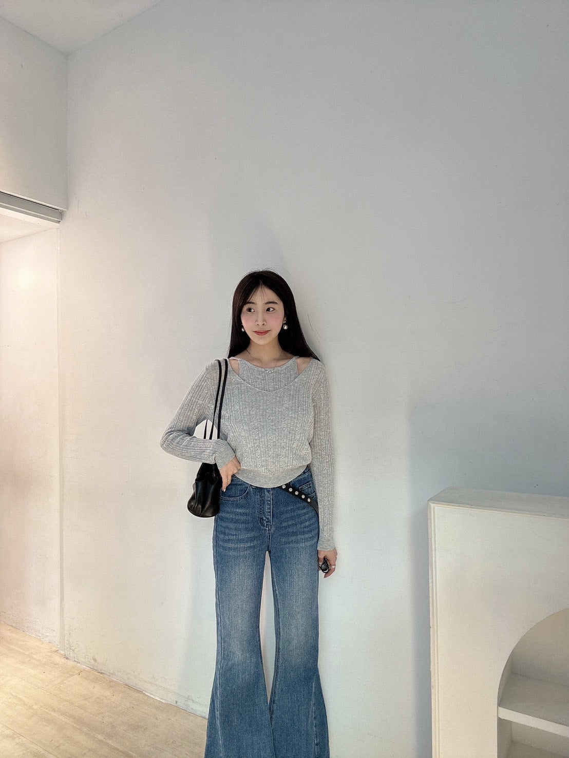 鏤空紋假兩件針織衫