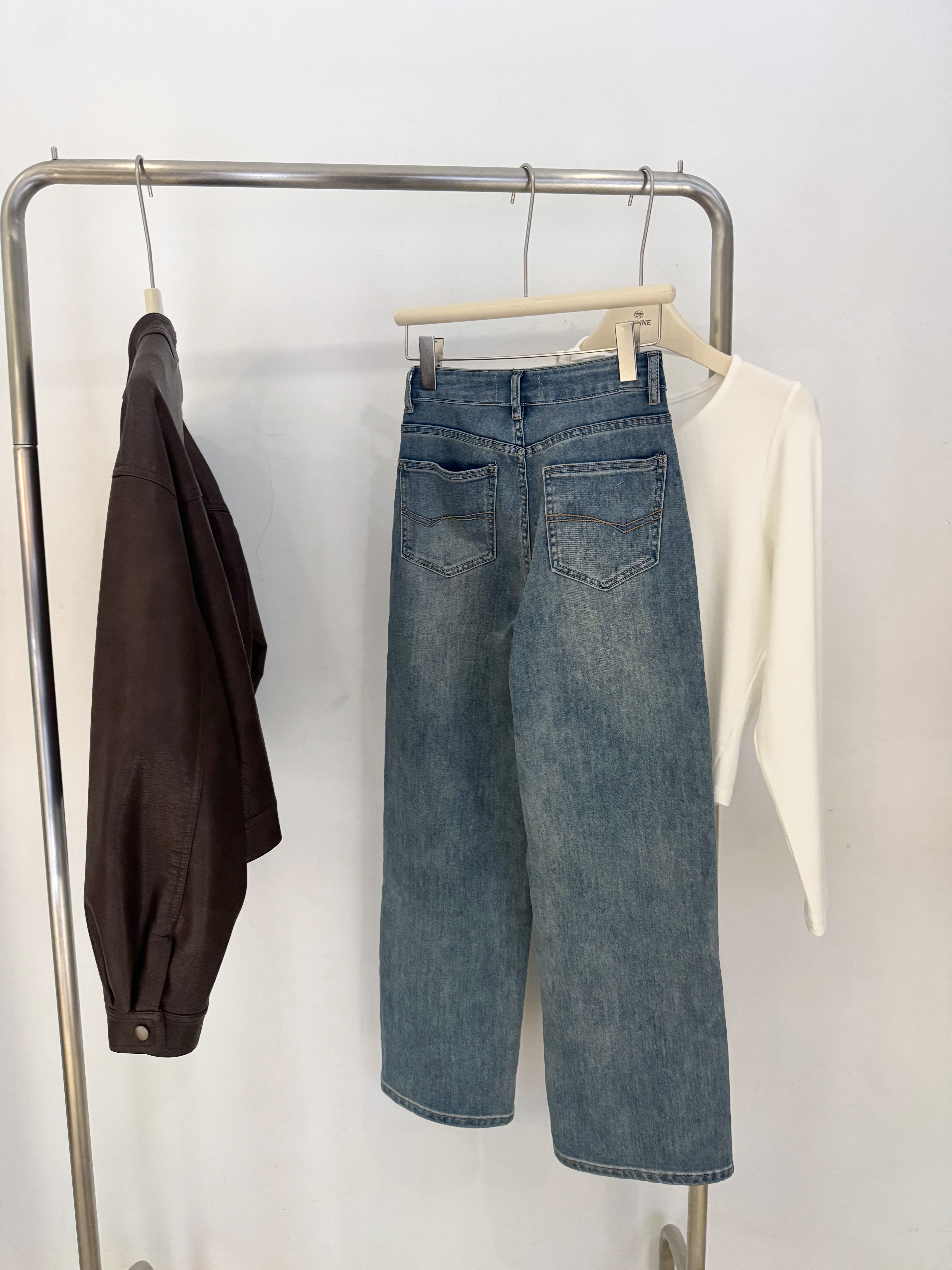 彈力修身直筒褲