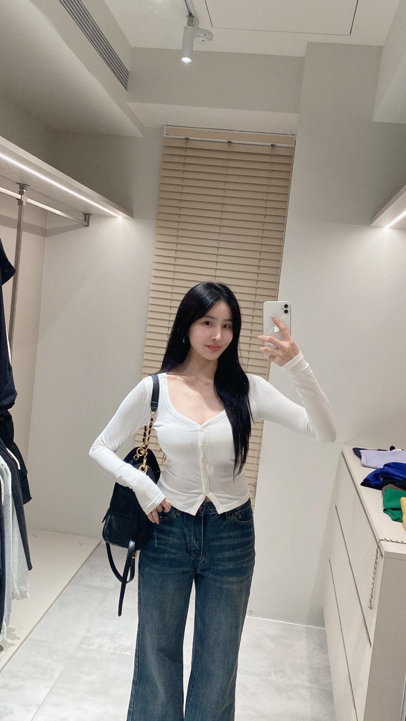 排扣不跑杯坑紋上衣