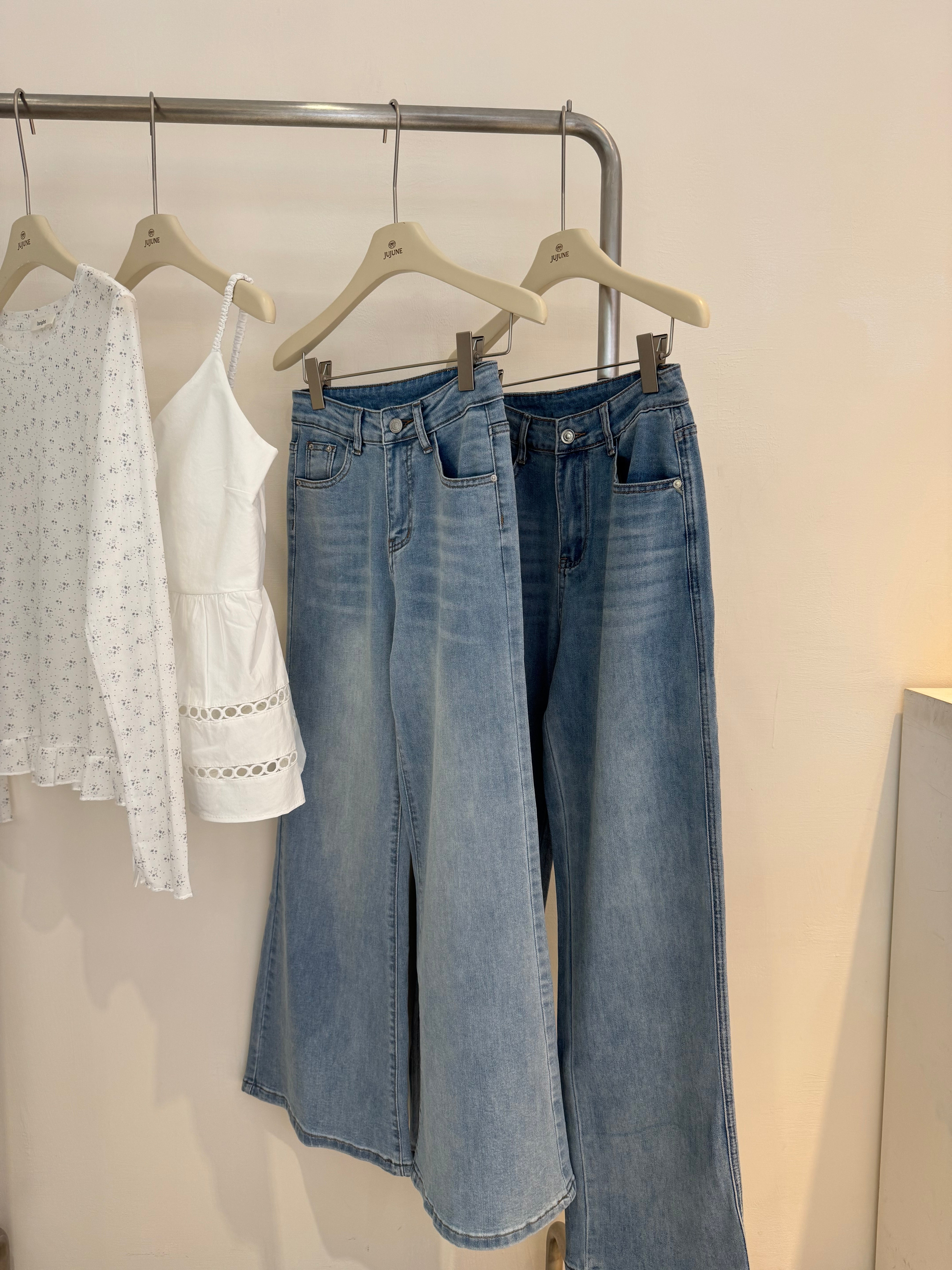 涼感直筒喇叭褲