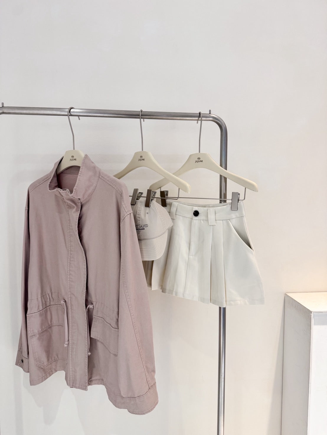 豆沙粉中長版夾克