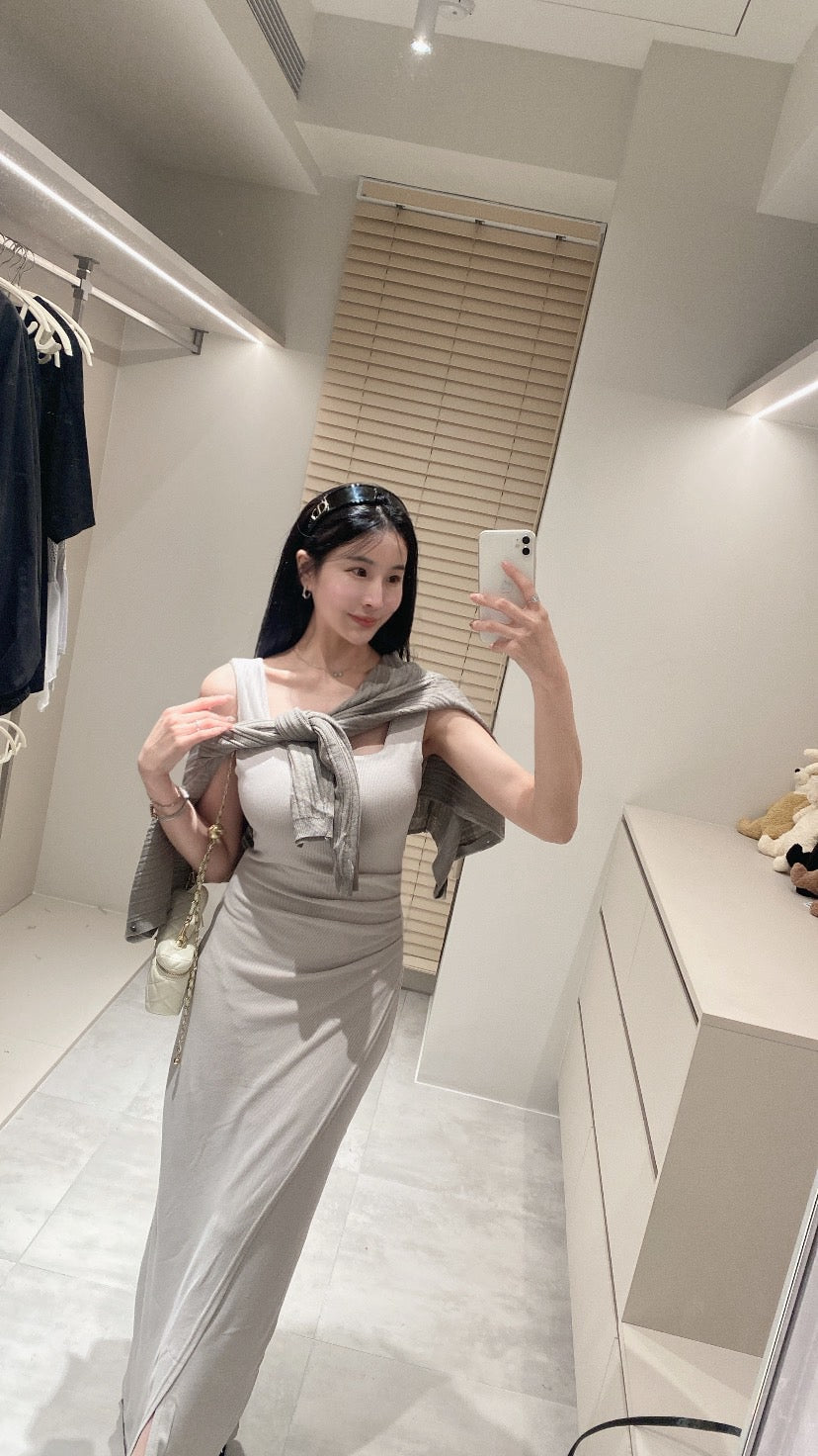 顯瘦抓皺長洋裝