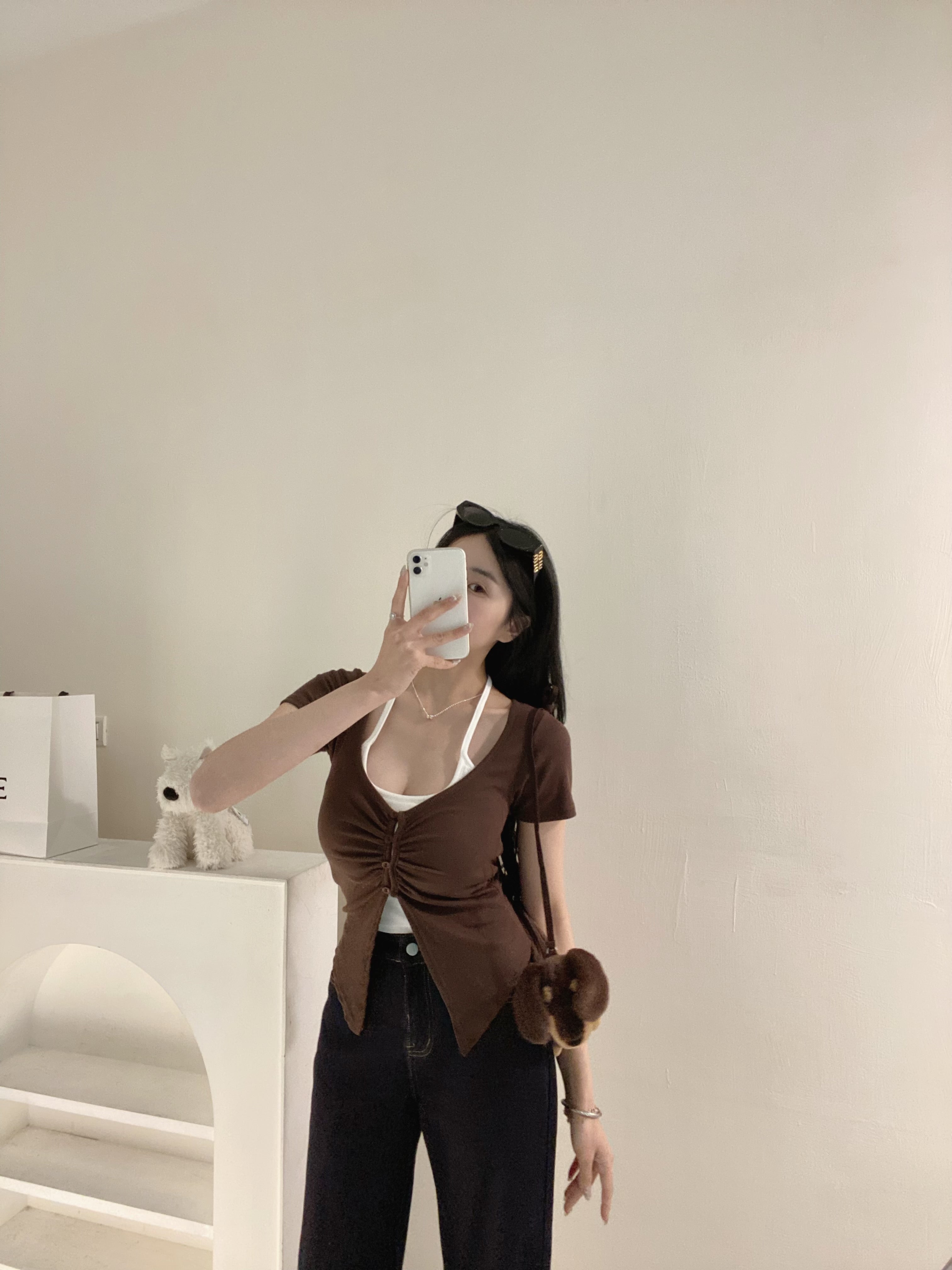 假兩件繞脖短袖
