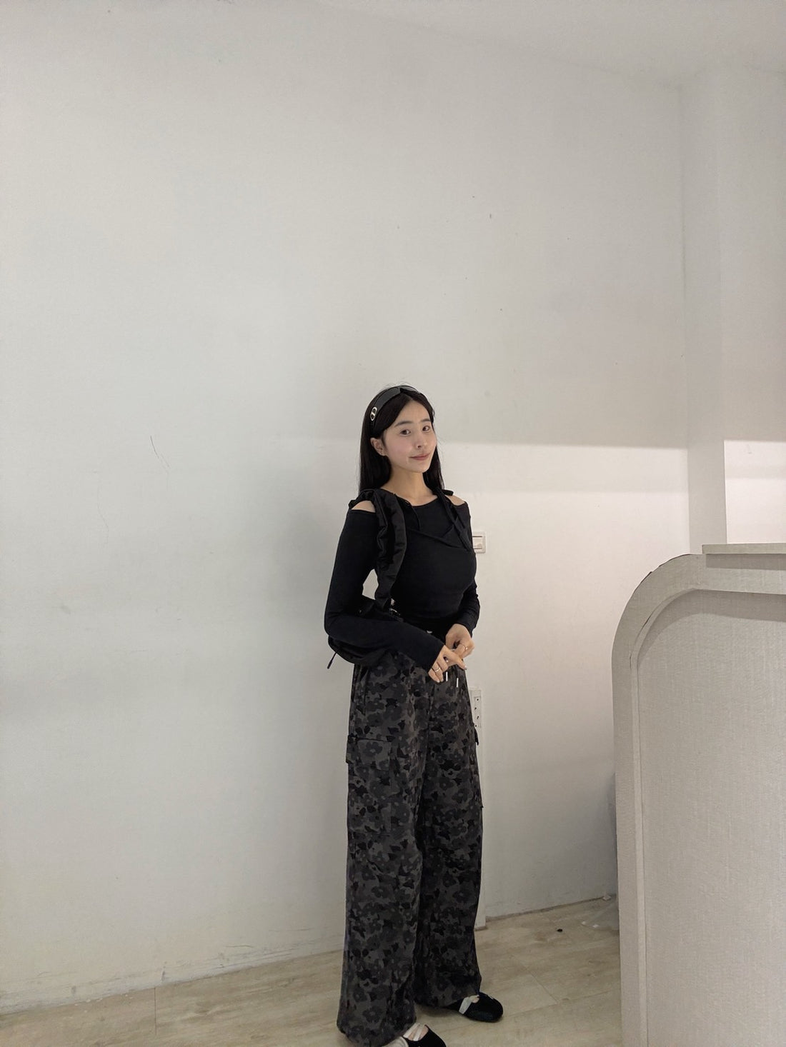 小花迷彩工裝縮口褲