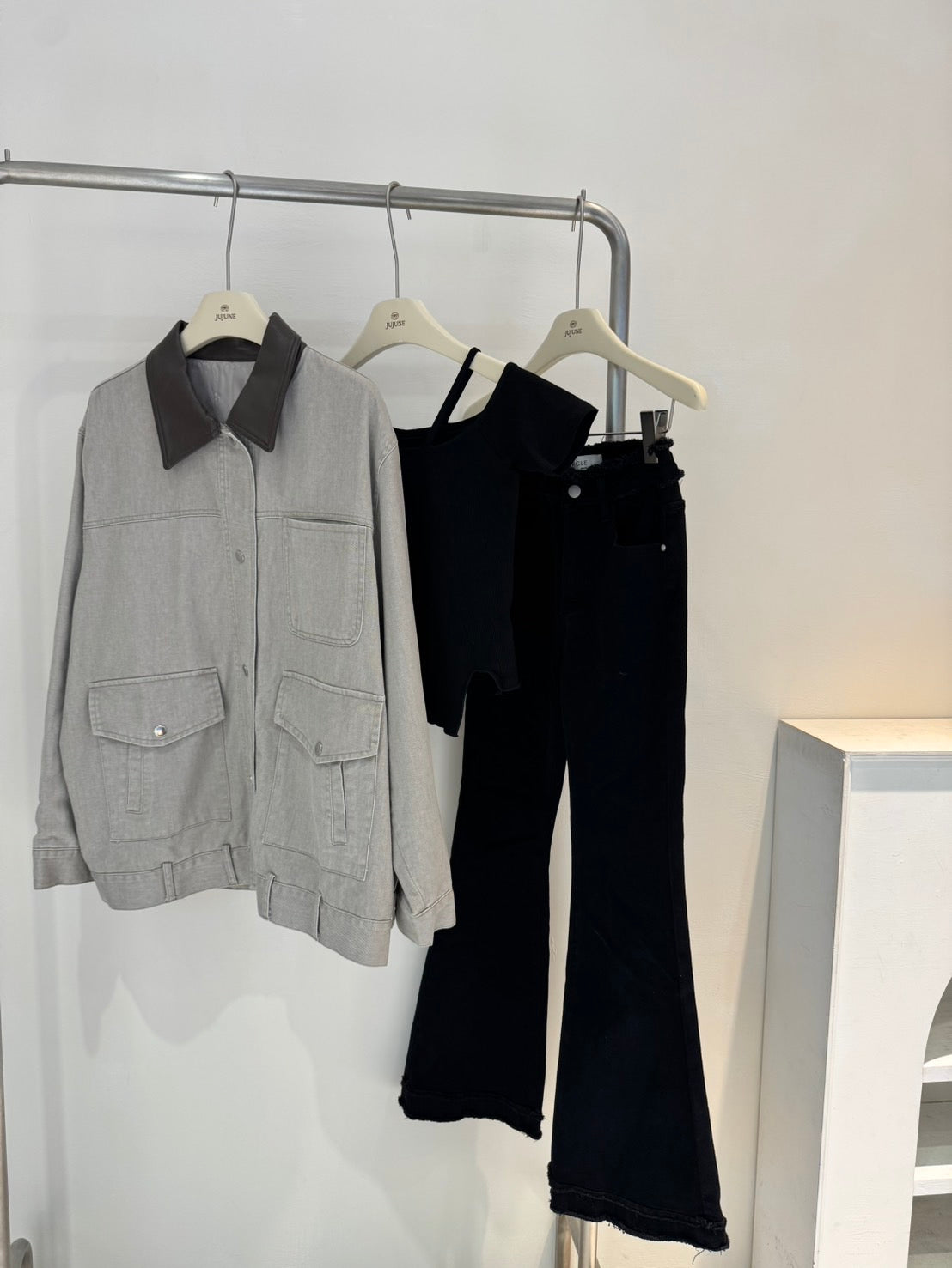 巴恩風皮質領外套