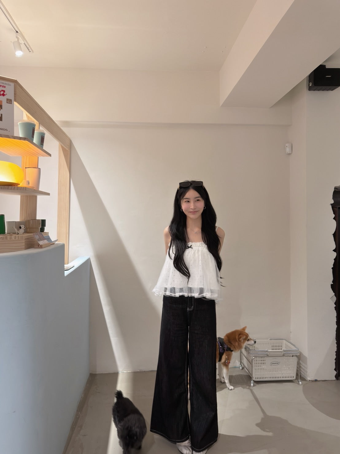 點點網紗細肩背心