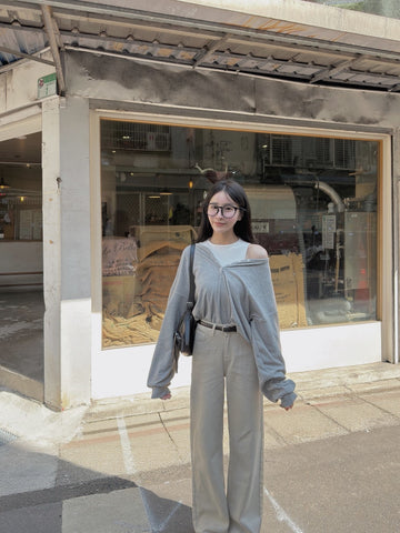 修身卡其直筒褲