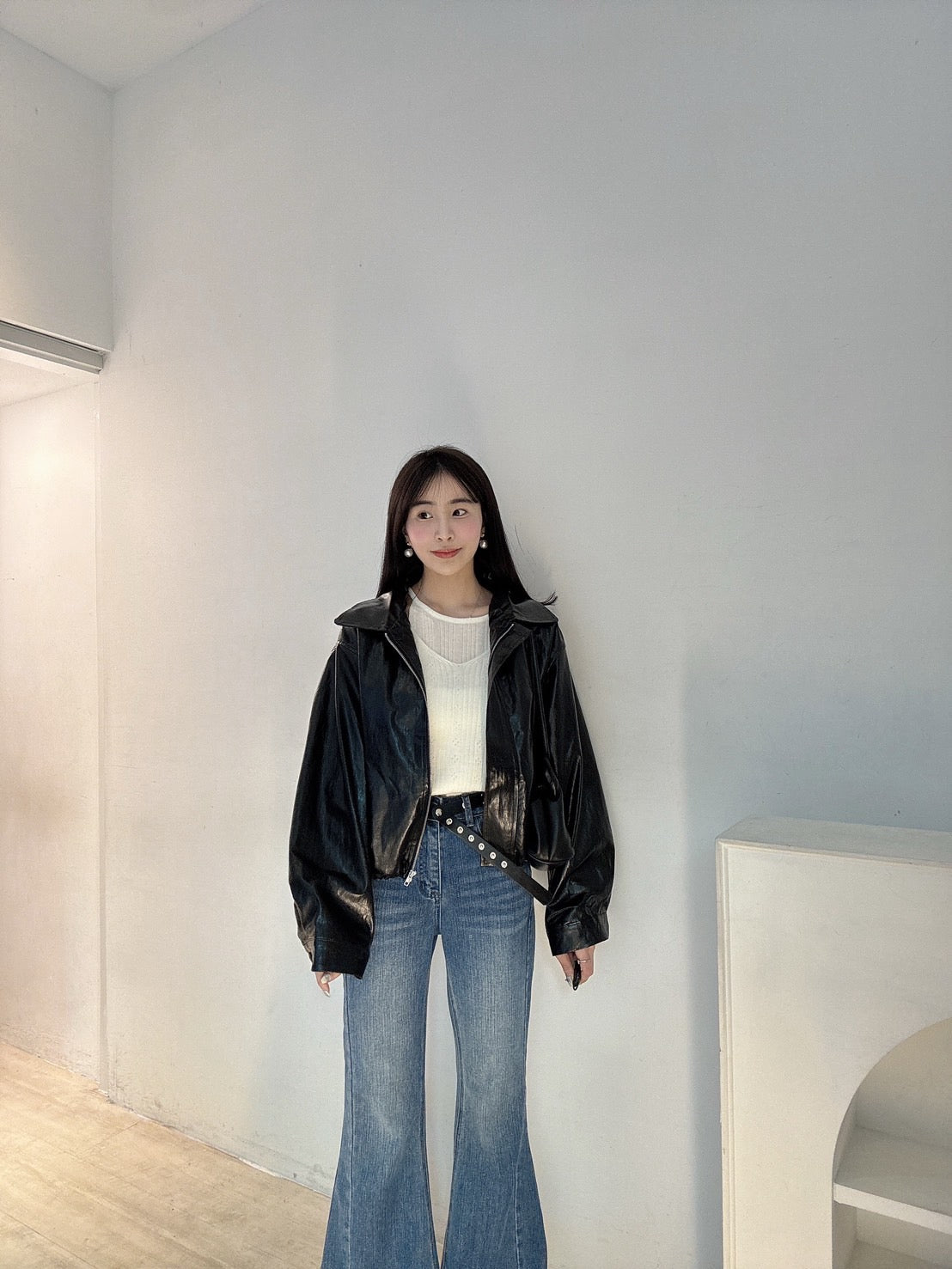 早春亮皮質夾克