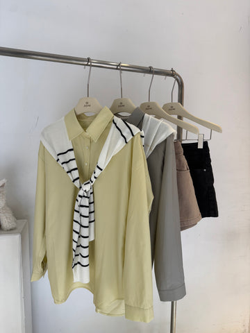 後扣造型滑滑襯衫