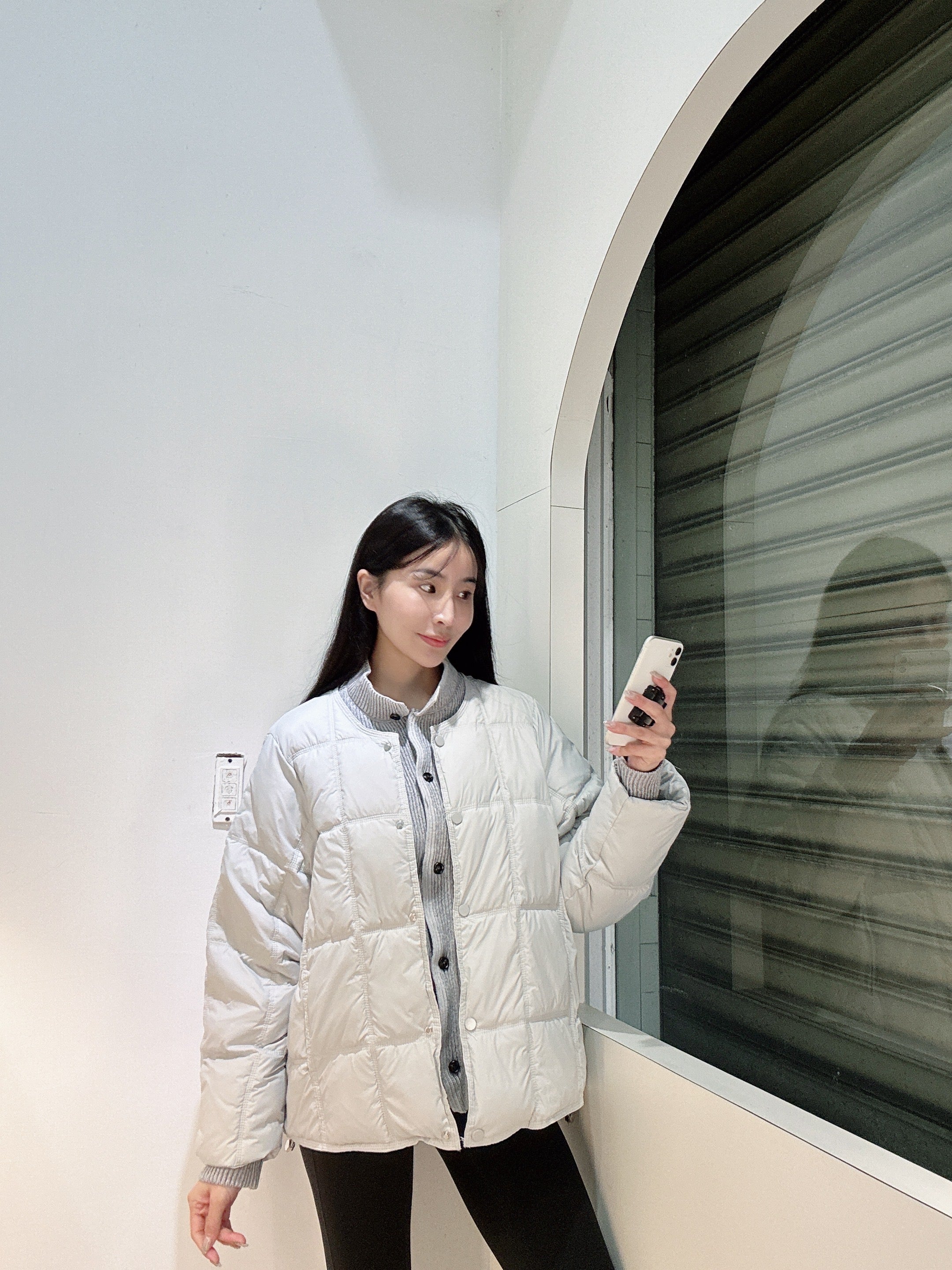 輕奢感拼接羽絨外套