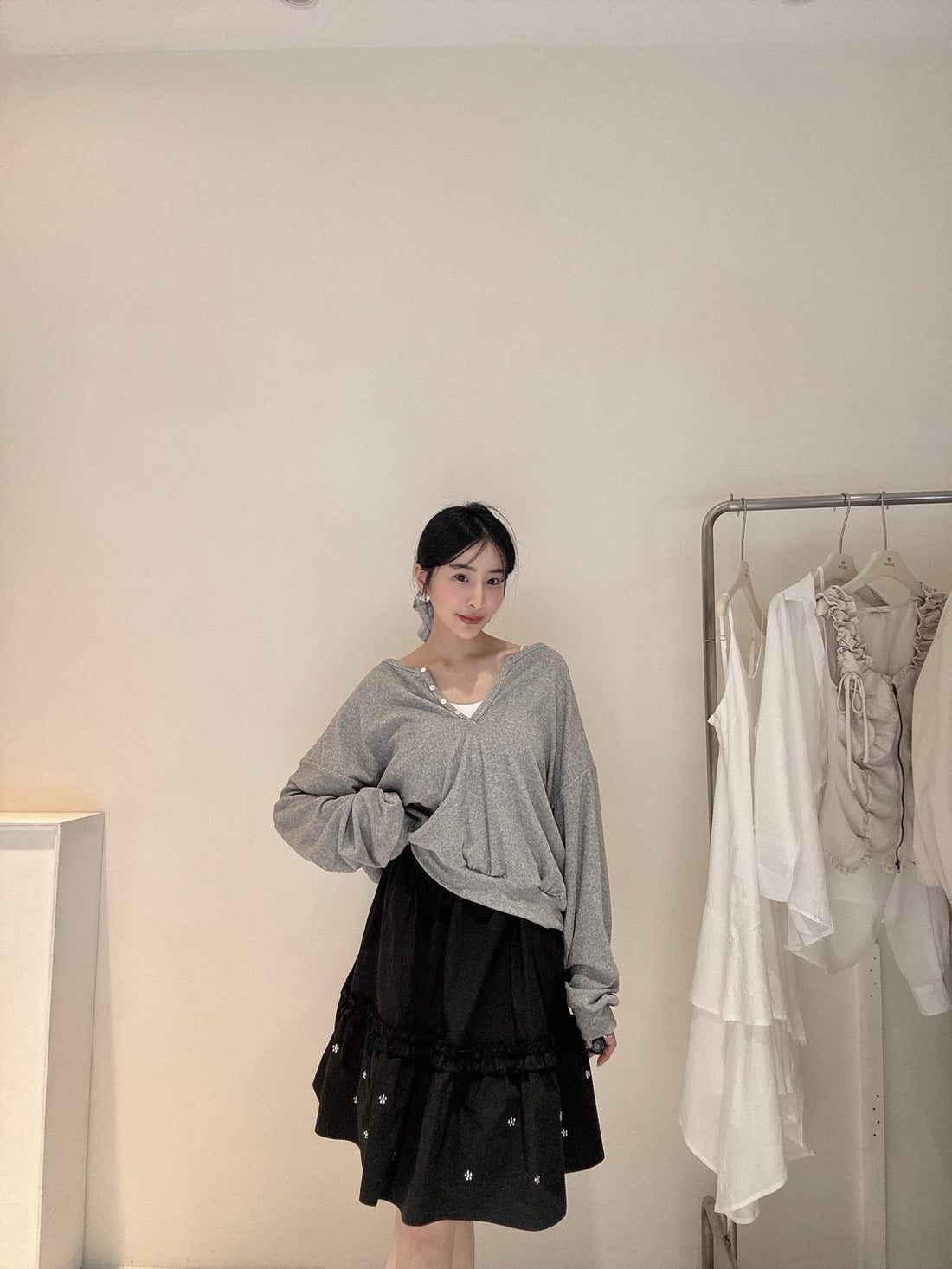 小花釘珠中長裙