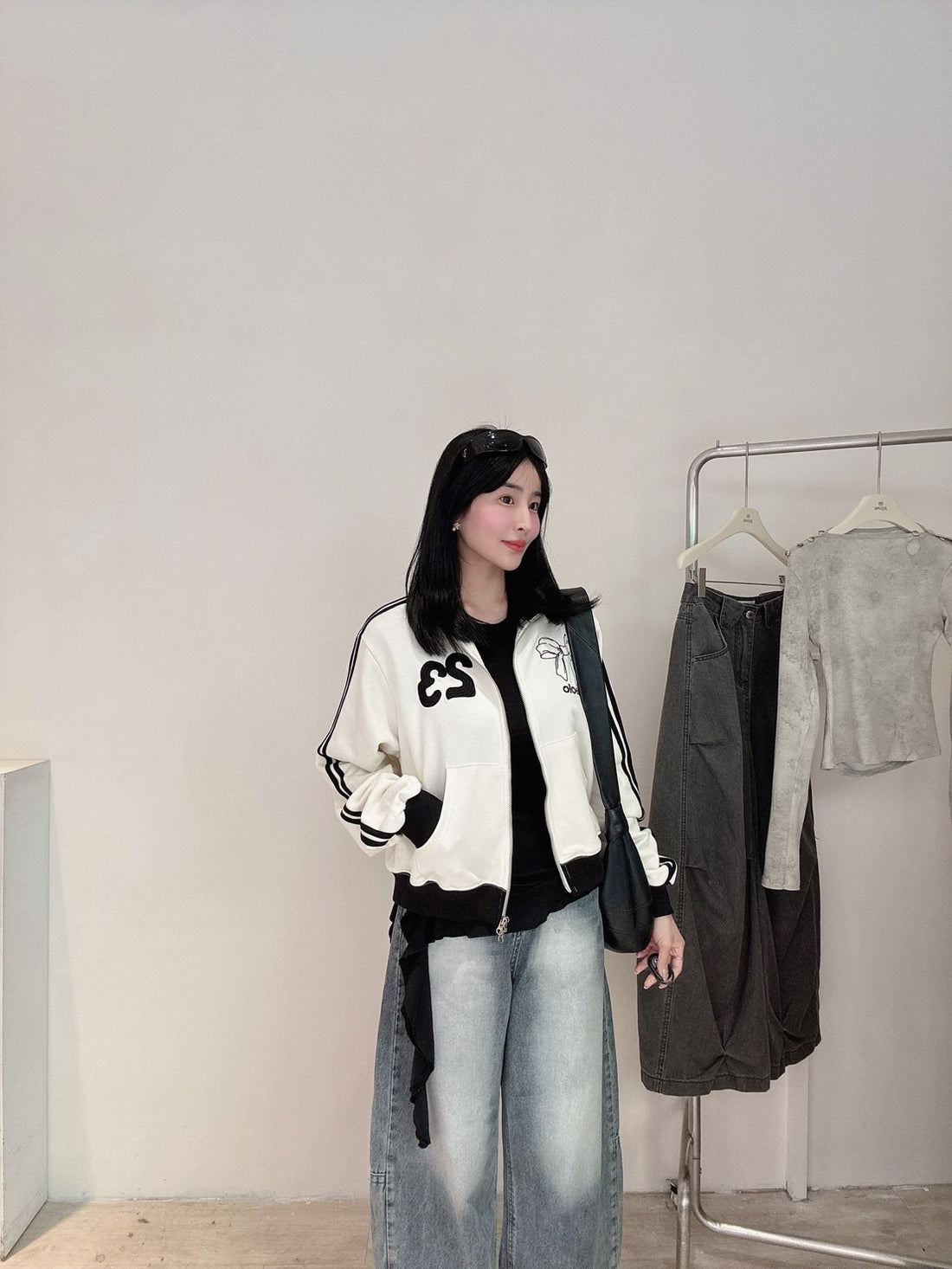 蝴蝶結刺繡立領外套