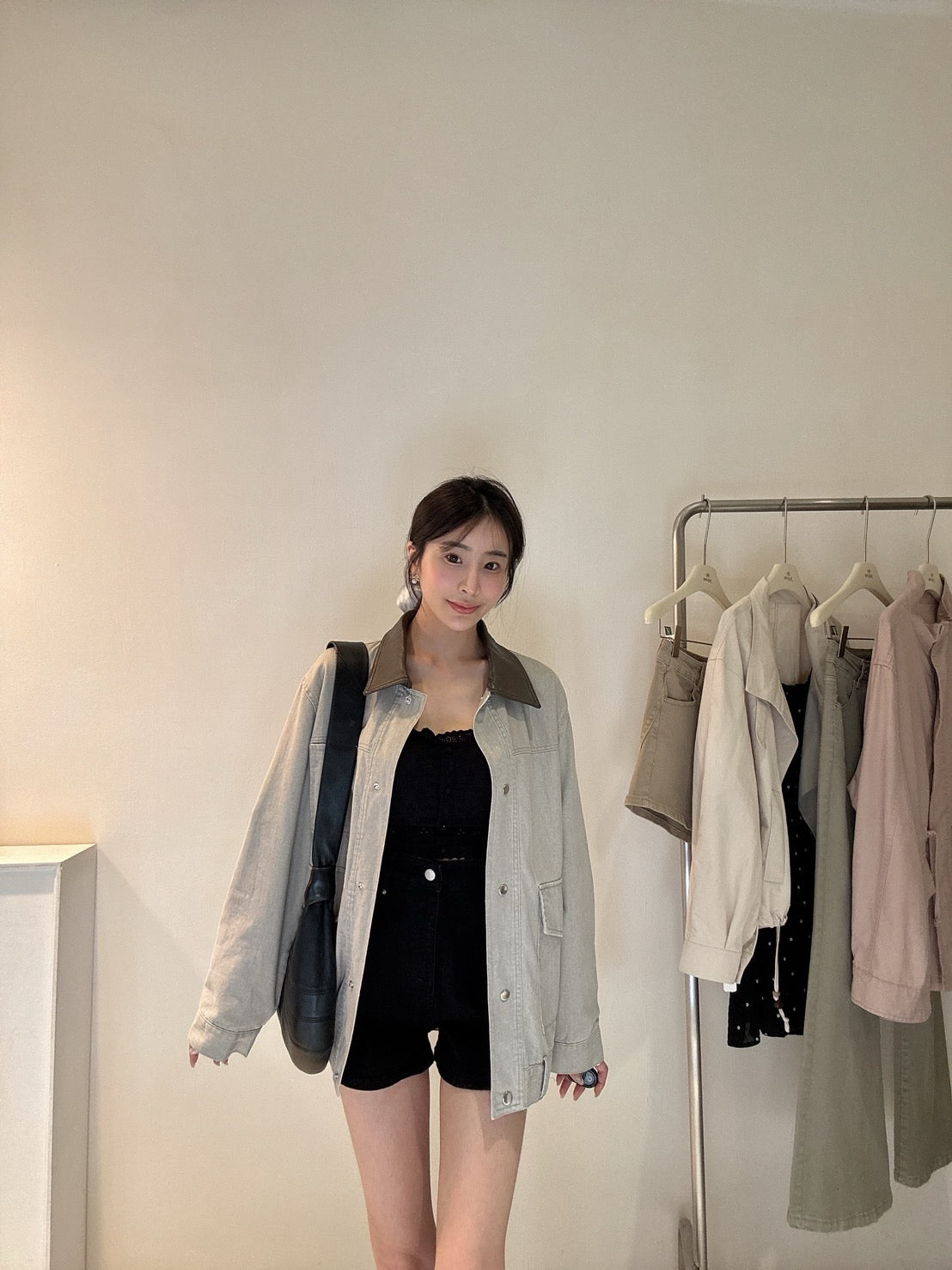 巴恩風皮質領外套