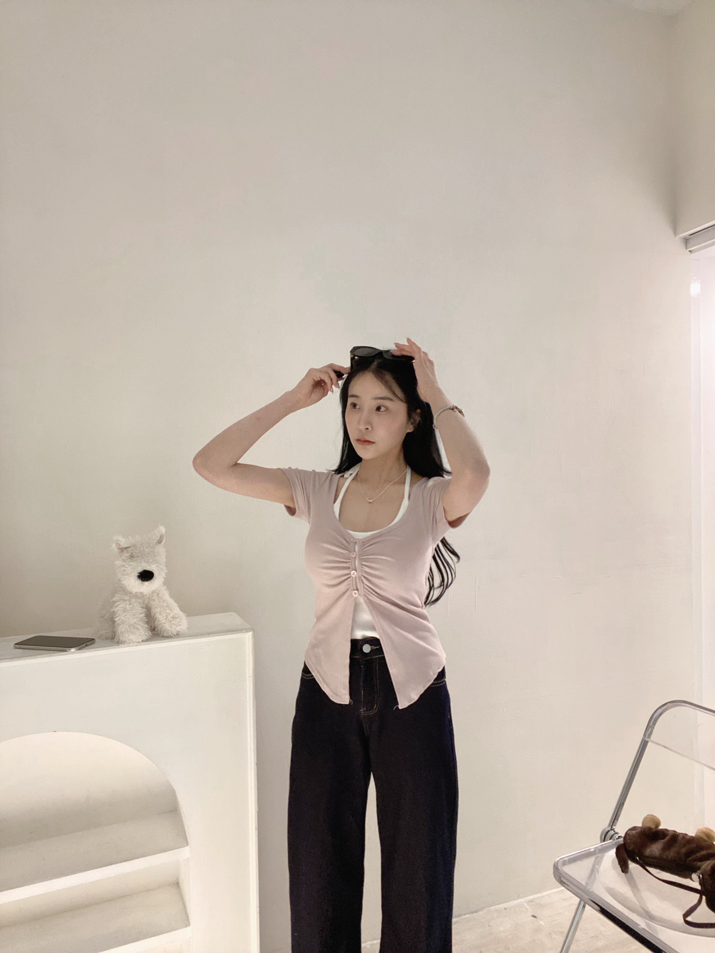 假兩件繞脖短袖