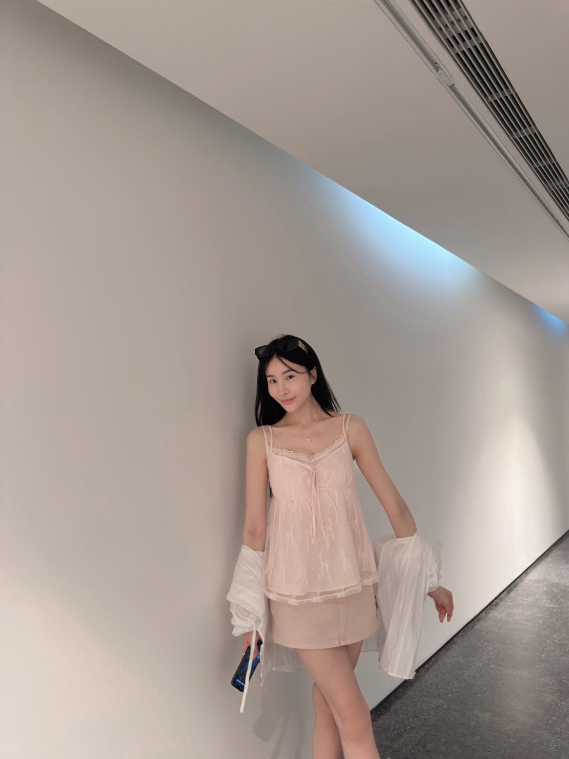 假兩件蕾絲網紗背心