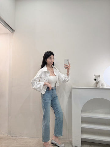 涼感彈力直筒褲