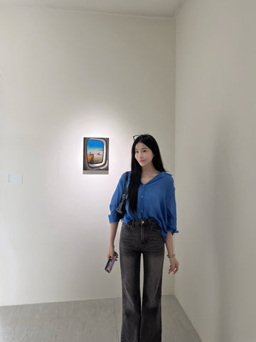 微短版棉麻襯衫