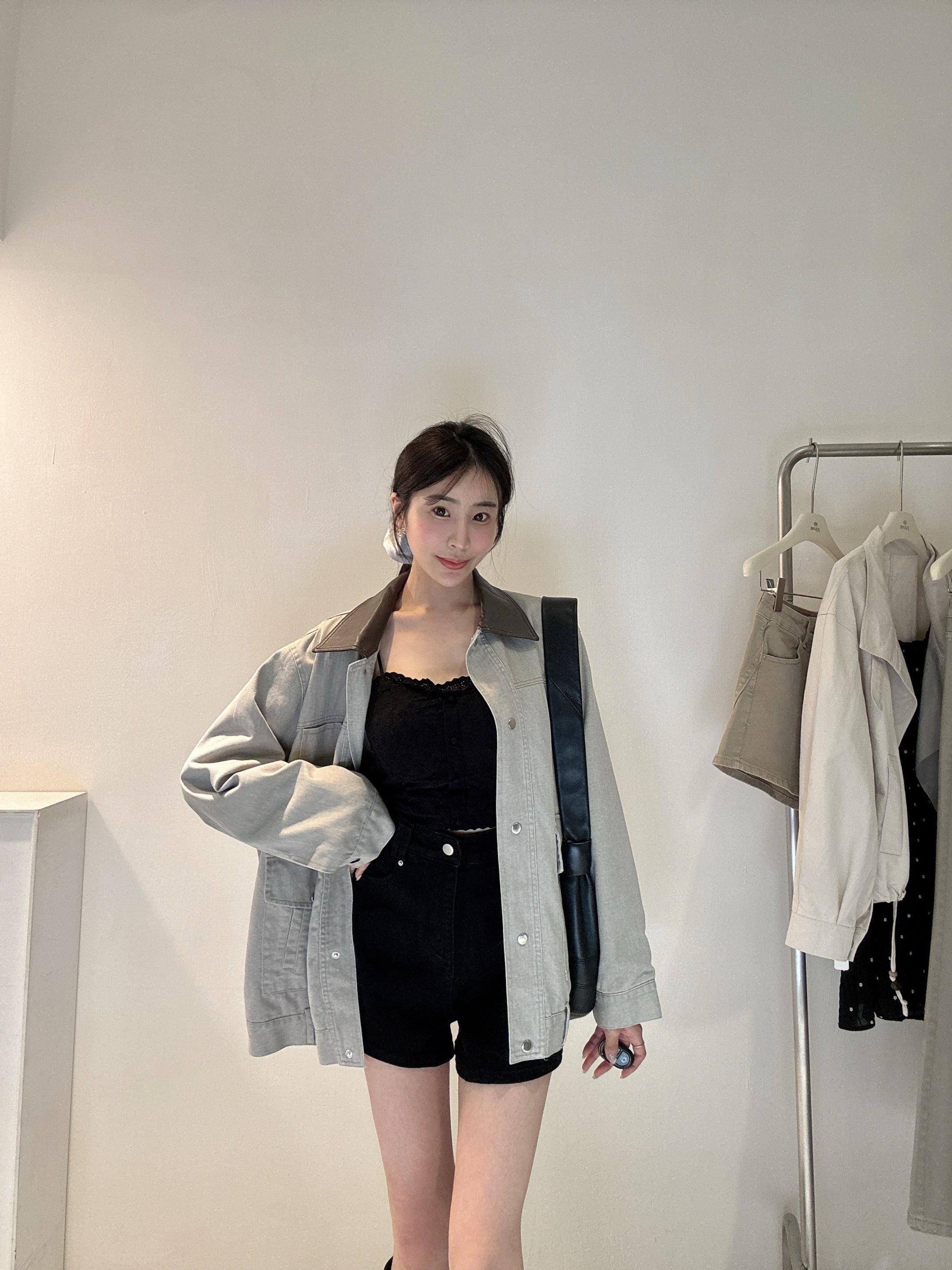 高腰彈力牛仔短褲