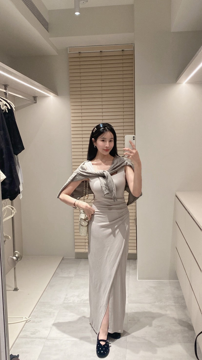 顯瘦抓皺長洋裝